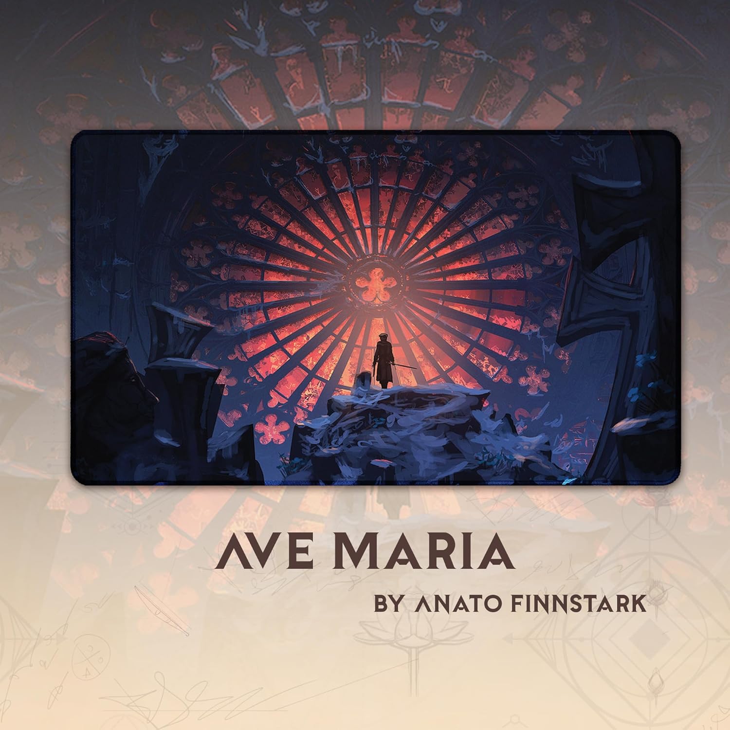 Ave Maria (Stitched) - MTG Playmat by Anato Finnstark, Bloodborne - Compatible with Magic The Gathering Playmat - Play MTG, YuGiOh, TCG - Original Play Mat Art Designs & Accessories