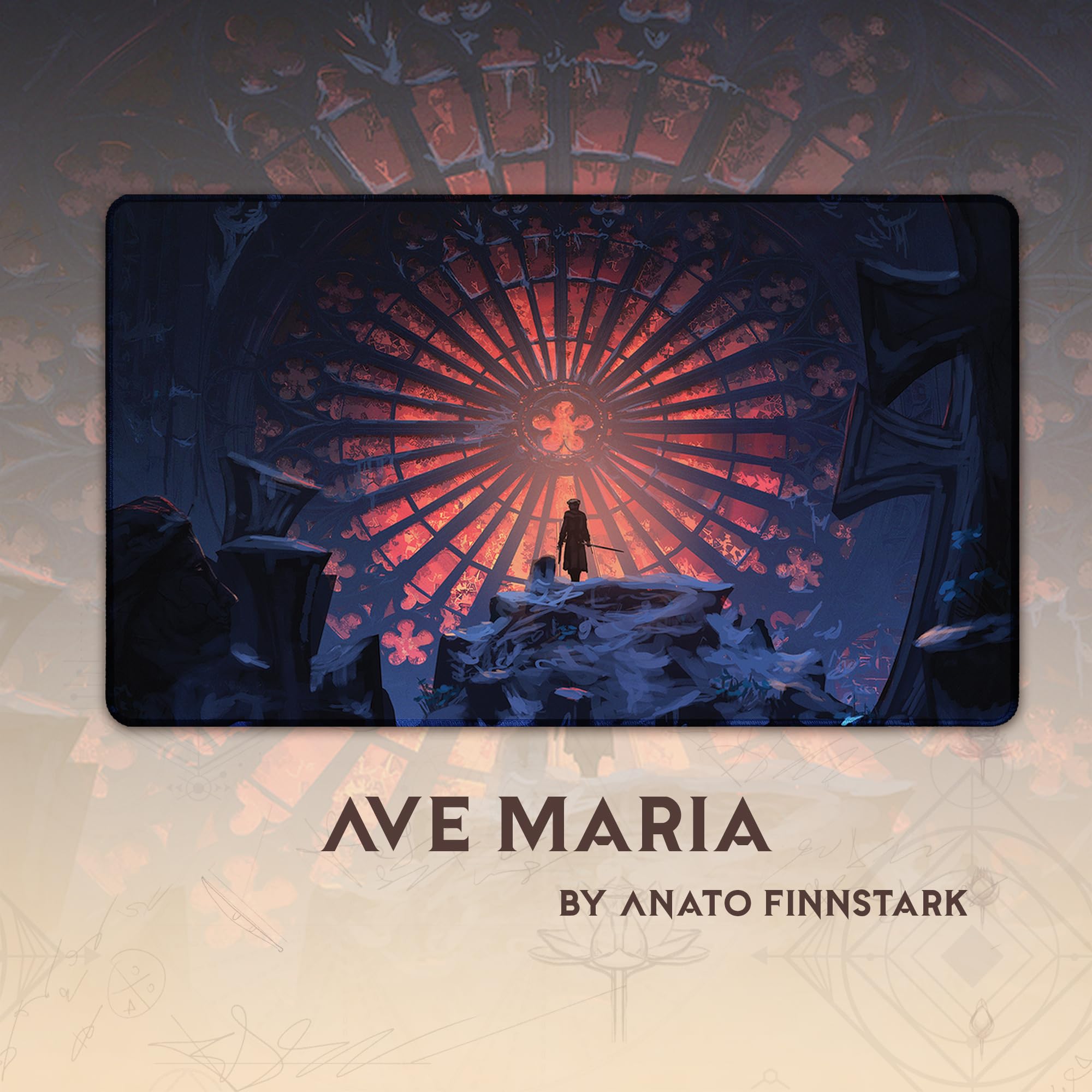 Ave Maria (Bordi cuciti) - Tappetino da Gioco MTG - Compatibile con Tappetino da Gioco Magic The Gathering - Gioca a MTG, YuGiOh, TCG - Disegni Originali