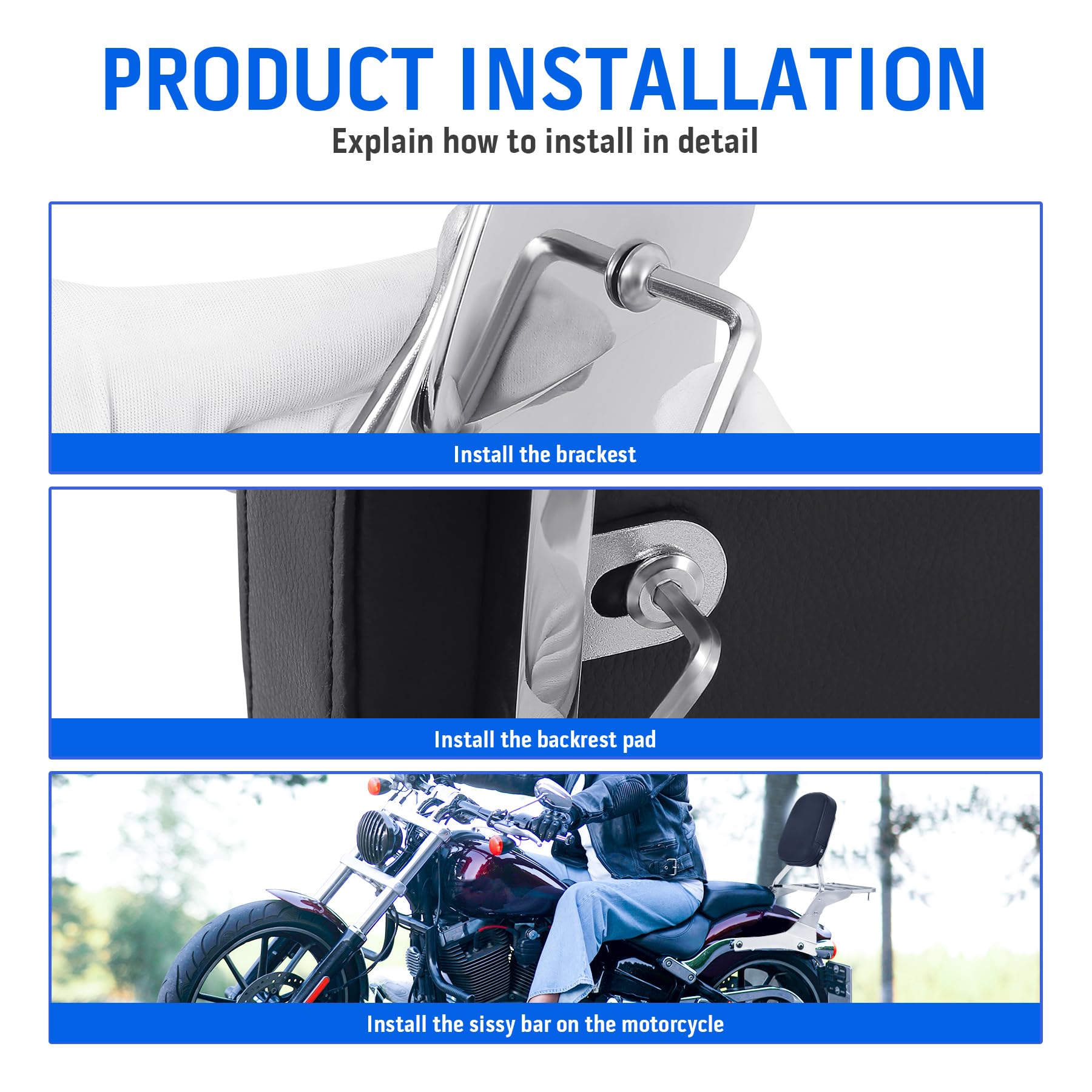 Sissy Bar Schienale Portapacchi Cuscino per Suzuki Boulevard C50 2005-2011
