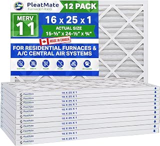 Furnace Filter 16x25x1 MERV 11 Pleated Furnace Air Filter. Case of 12 Made In Canada by FurnaceFilters.Ca
