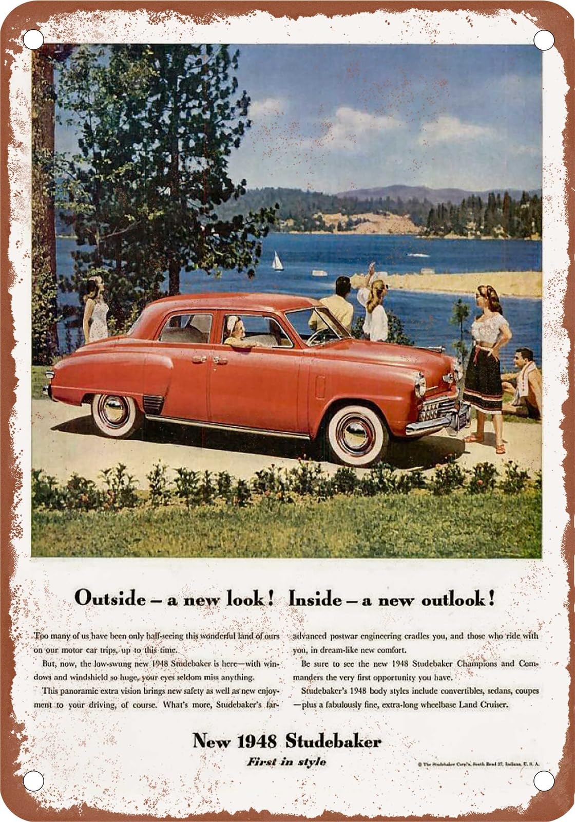 Miaomansenstore Metal Sign - 1948 Studebaker Vintage Ad 10 - Old Retro Rusty Look Home Decor