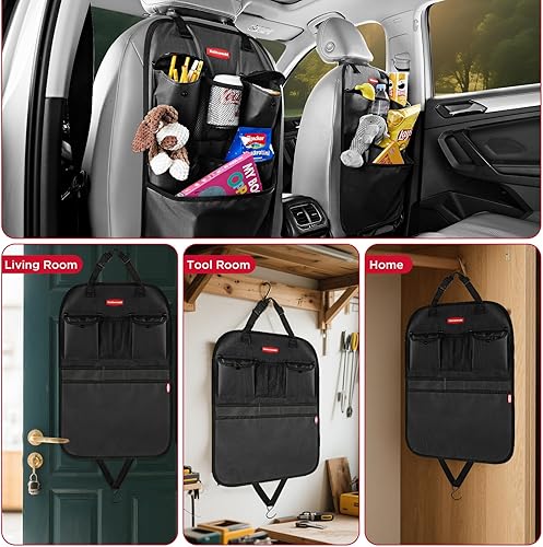 Miniatura 6 de Rubbermaid Organizador de coche para asiento trasero, alfombrillas y protector de respaldo de asiento, organizador de automóvil para niños con 6