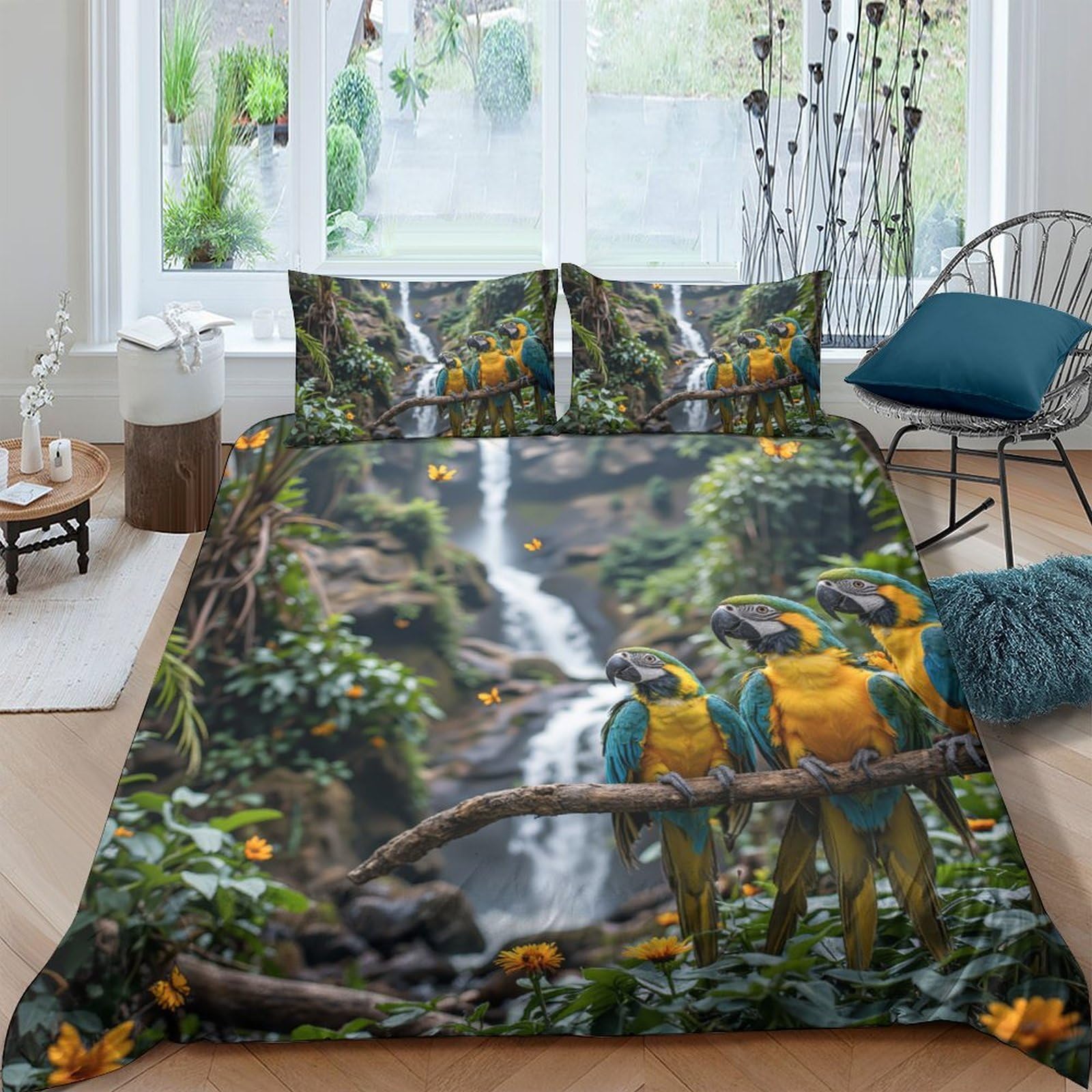Ctjqhvkz Style-4 3D Printed Waterfall Forest Fitted Sheet Microfiber Soft Scenic Landscape Bed Cover For Bedroom Dorm Decor Mattress Protection Single（135X200cm）