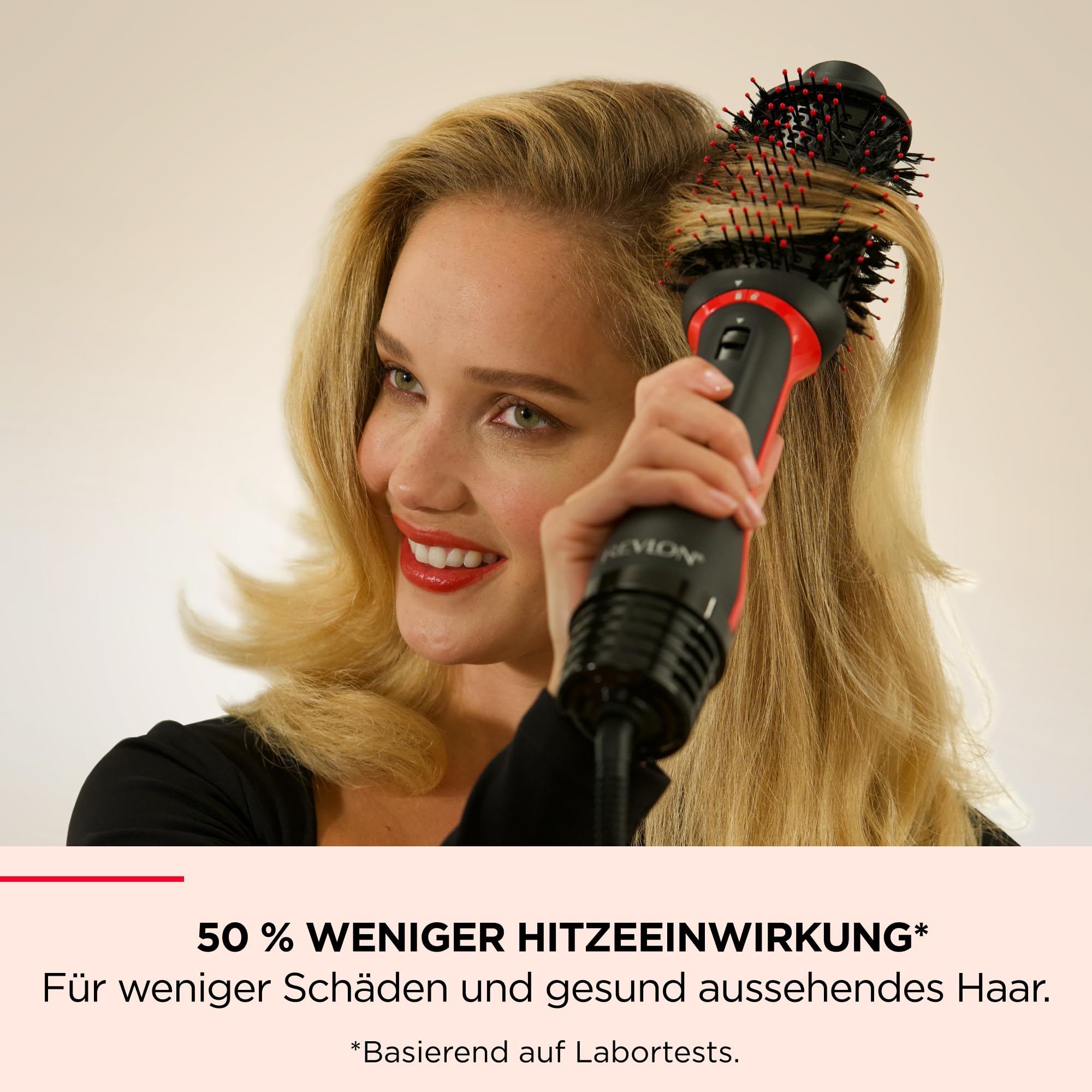 REVLON PROFESSIONAL One-Step Volumiser Plus (Abnehmbarer Kopf, Keramik-Titan-Platte, Gemischte Styling-Borsten mit Aktivkohle-Pins, Turmalin Ionic Technology), RVDR5298E