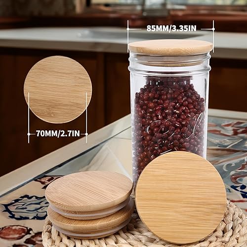 Miniatura 2 de Tapas para tarros de masón, tapas de conservas reutilizables, tapas de madera de acacia, sellado de silicona de material de grado alimenticio, 100%