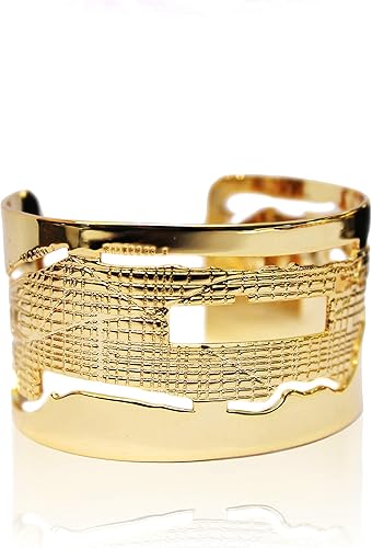 Miniatura 2 de Cristina Ramella, Brazalete New York Manhattan para mujer, 6.7 in, acero inoxidable chapado en oro de 24 quilates Joyería inspirada en el mundo,