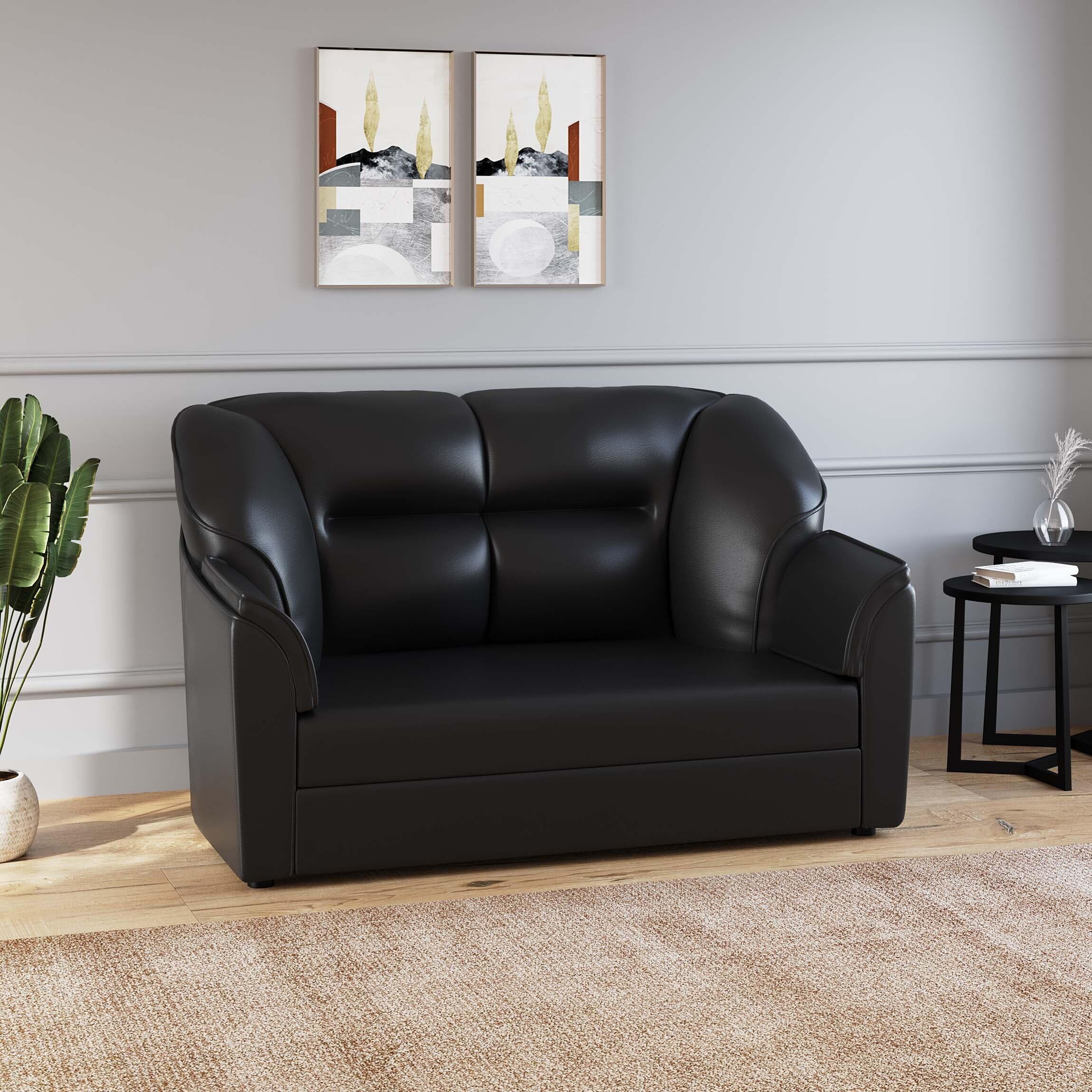 WESTIDO Emirates Leatherette 2 Seater Sofa for Living Room, Home & Office | Finish Color - Black2s-image-9