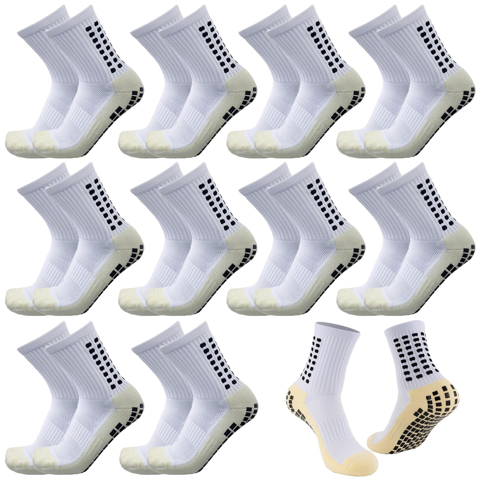 Looknniy10 Pairs Grip Soccer Socks for Men Anti Slip Athletic Non-Slip Socks for Sports Football Basketball