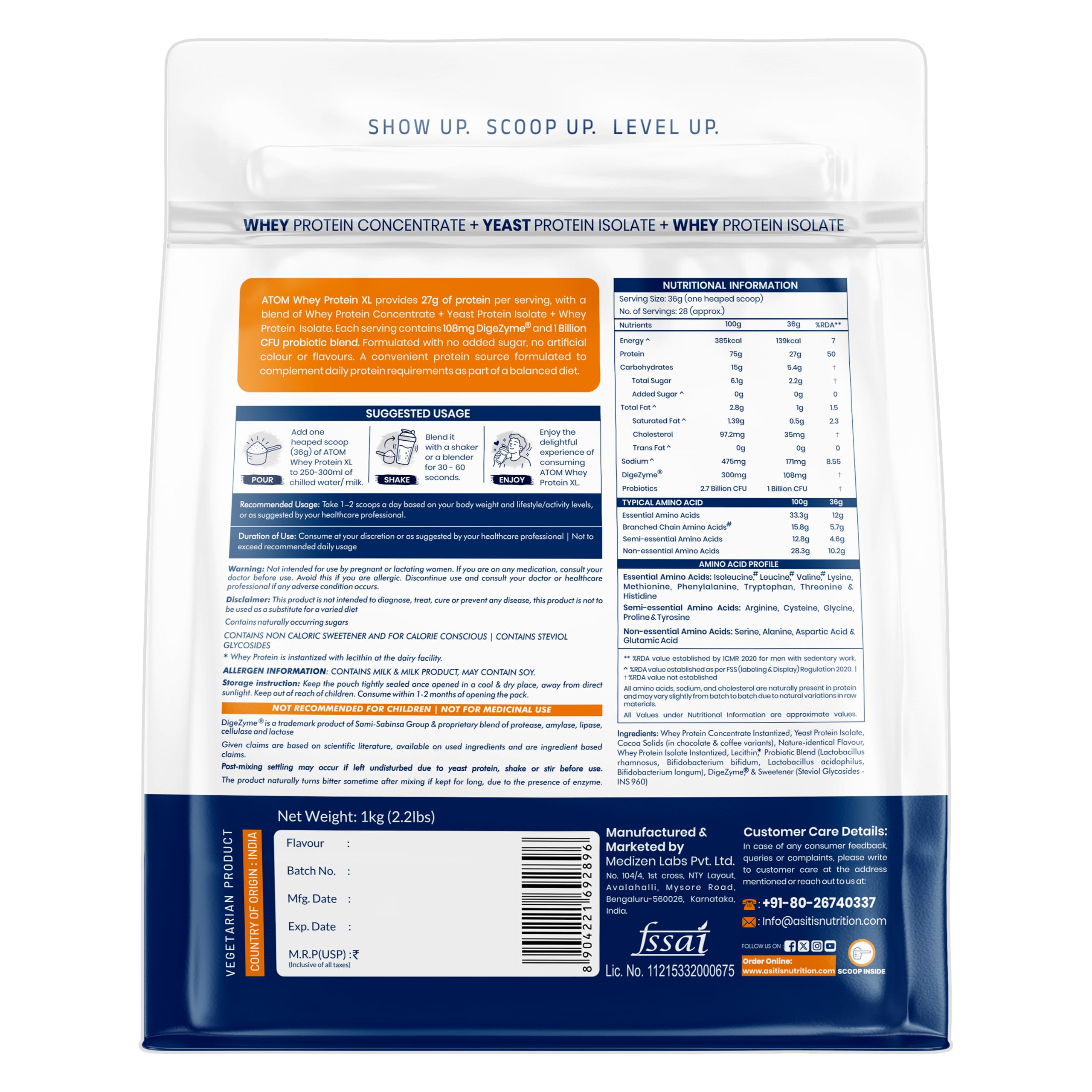 AS-IT-IS ATOM Whey Protein XL - with DigeZyme® & Fermented Yeast Protein I High Absorption, Double Rich Chocolate, 1kg — Amazon image 10