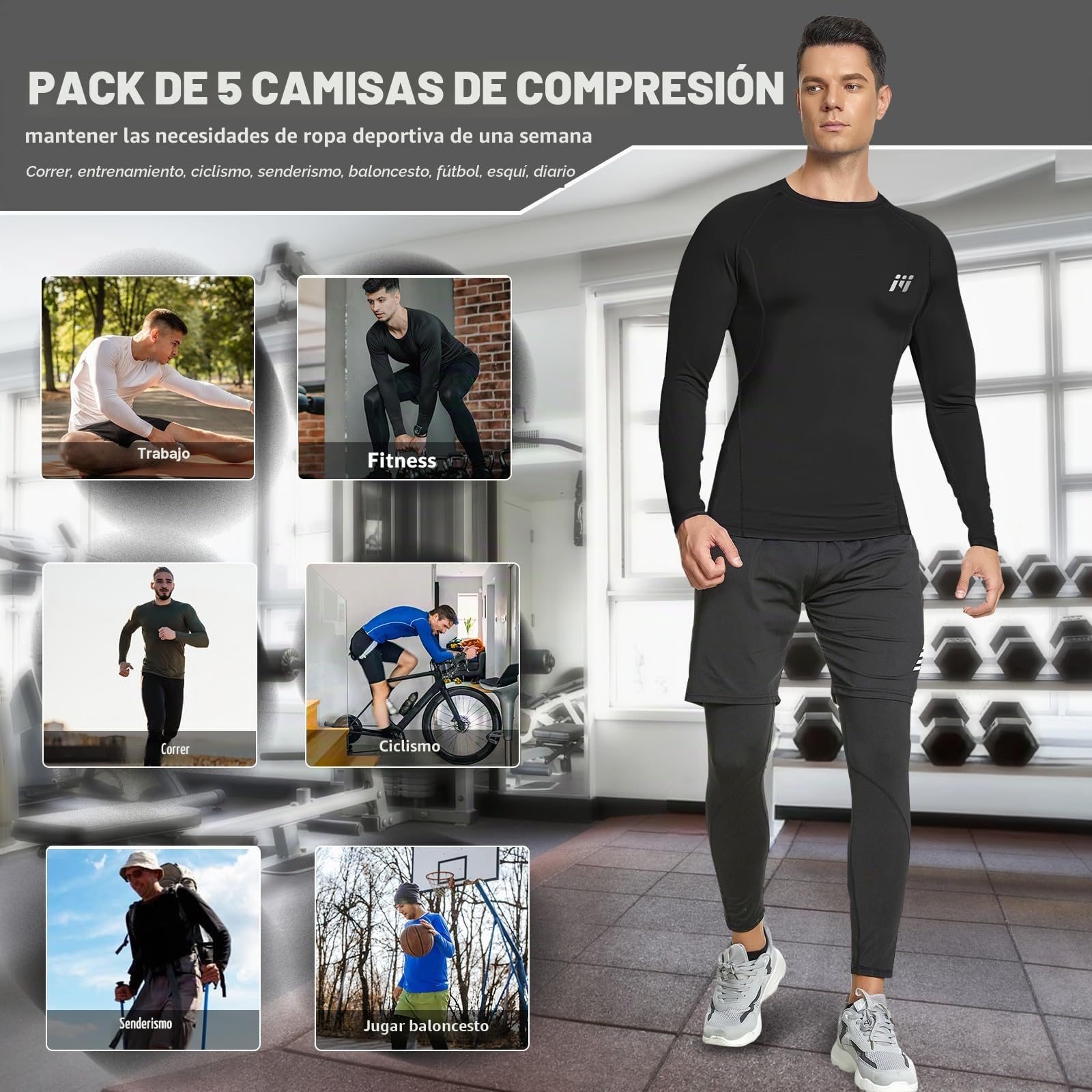 MEETWEE Camiseta Compresión Hombre Manga Corta/Larga Técnica Transpirable para Running, Gym y Ciclismo Capa Base Deportiva