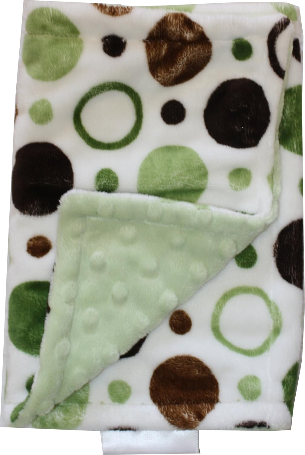 Lil' Cub Hub Minky Burp Cloth, Green Brown Circles Print/Sage Dot
