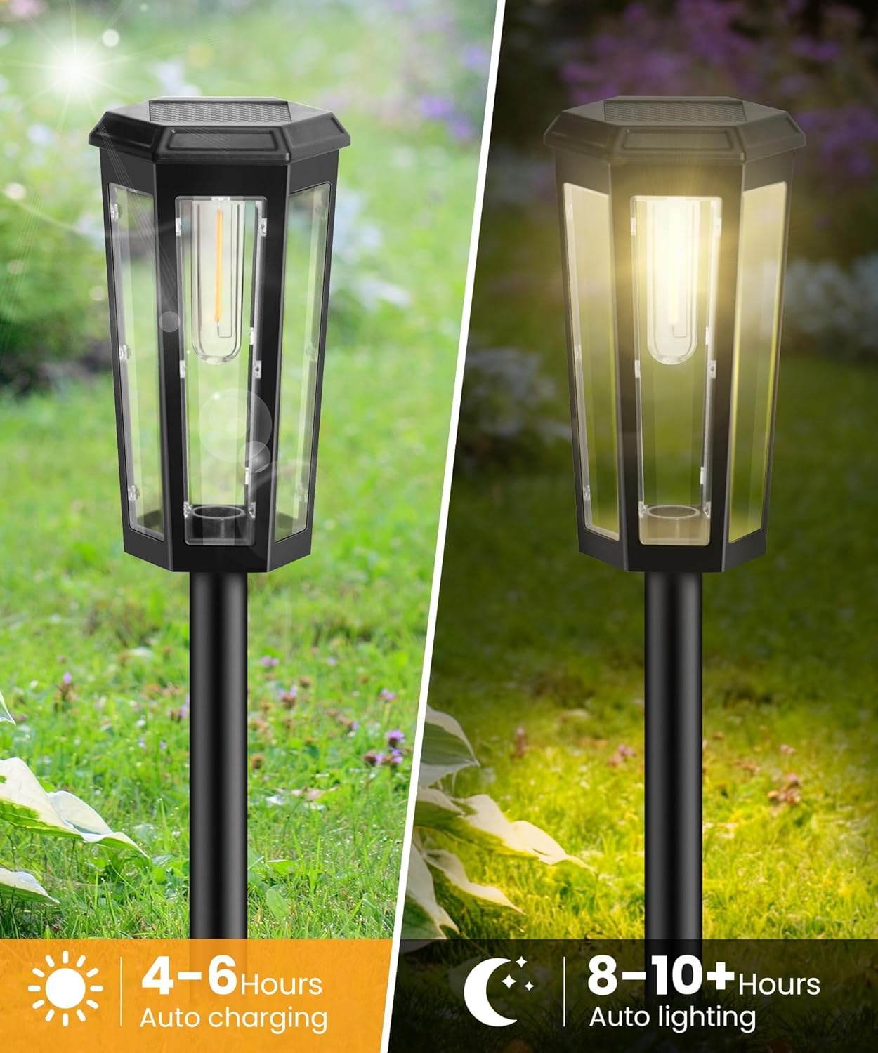 Solar Pathway Lights Outdoor, 6 Pack Garden Lights Solar Powered Waterproof IP65, 2 Modes Auto On/Off Pathway Lights Solar Powered Outdoor Landscape Lighting Yard Lights Walkway, Outside