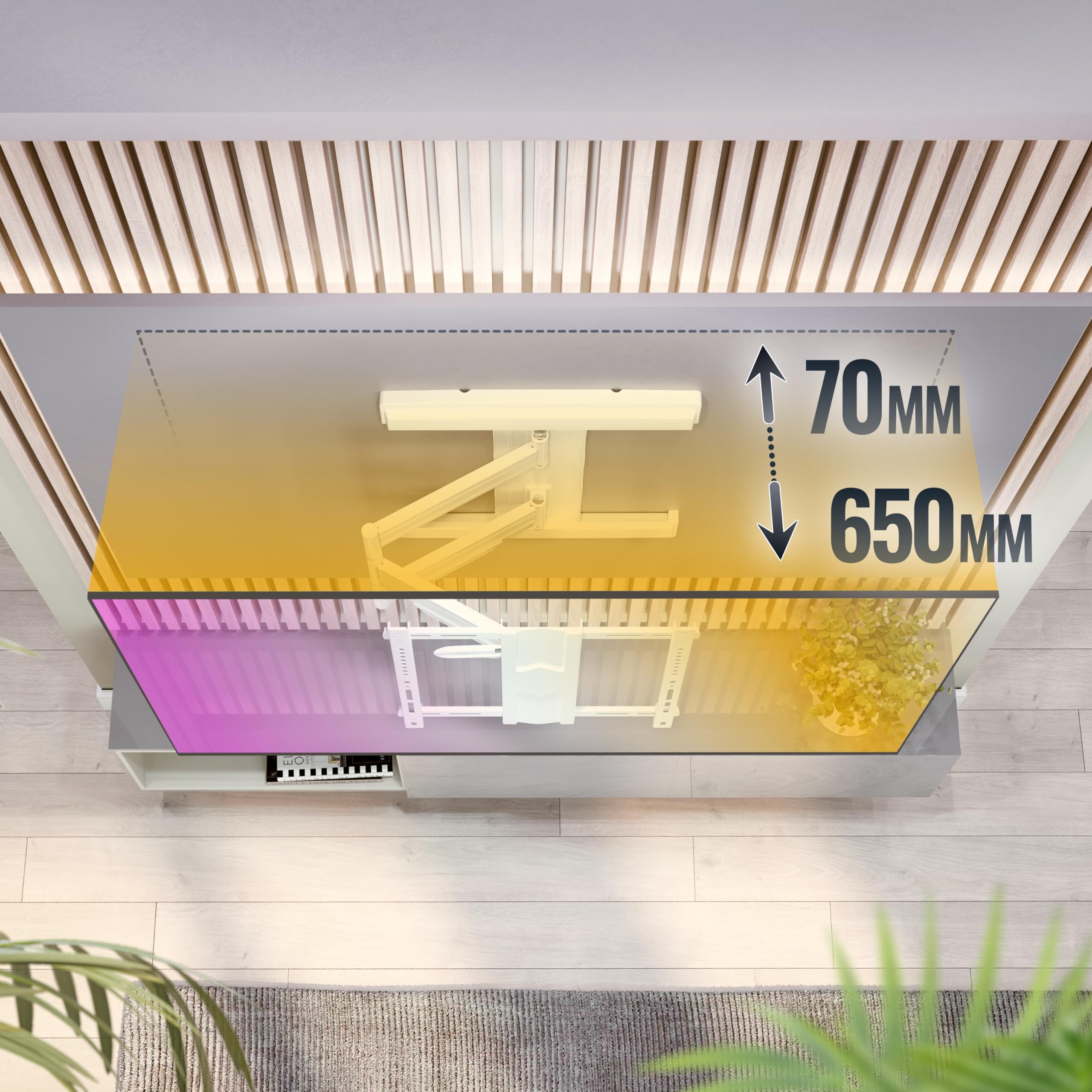 RICOO Soporte TV Pared Giratorio Inclinable Televisión 45-85" (114-216cm) S5744-W Brazo articulado Televisor LED/LCD/Curvo VESA 200x200-400x400