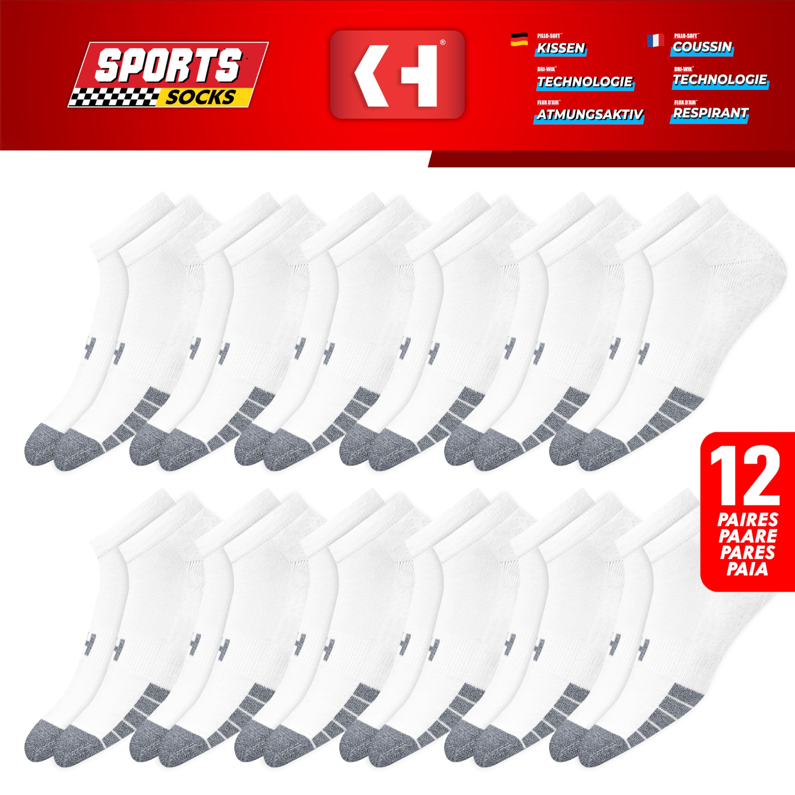 KOPNHAGN Calzini Uomo Corti Calze Donna Corte alla Caviglia Estivi Sportivi in Cotone Spugna, Confezione da 4 Paia