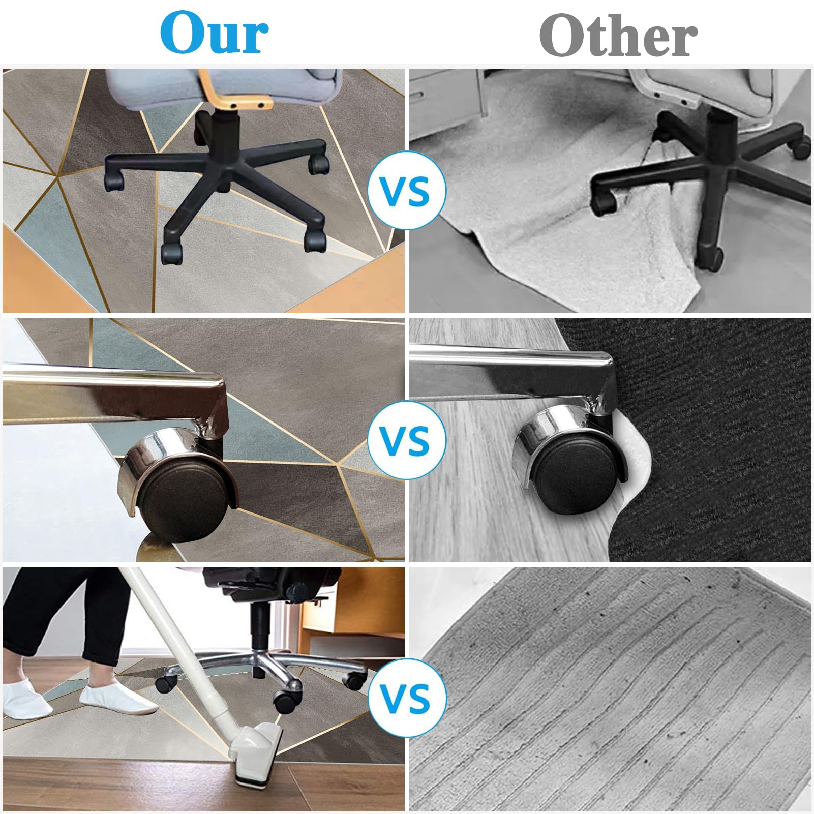 Tappetino Salvapavimento Antiscivolo, Tappeto per Sedia Ufficio per per Pavimenti in Legno Duro, Tappeto Gaming pavimento, Tappetini di Protezione per Pavimento per Parquet e Laminato 120 x 140 cm