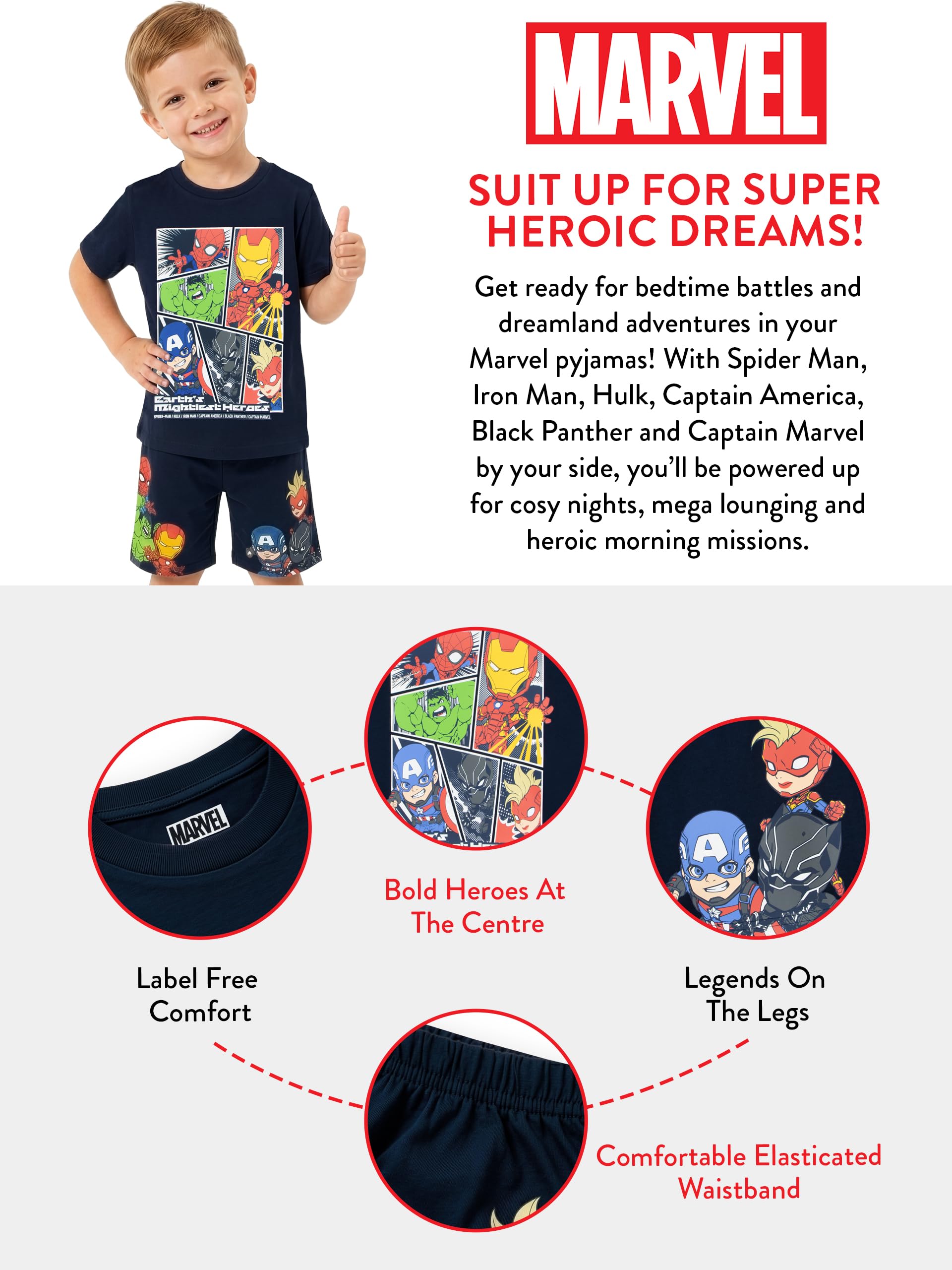 Marvel Pigiama Bambino, Pigiama Avengers Bambini Hulk, Iron Man, Captain America, E Spiderman, Pigiami Estivi