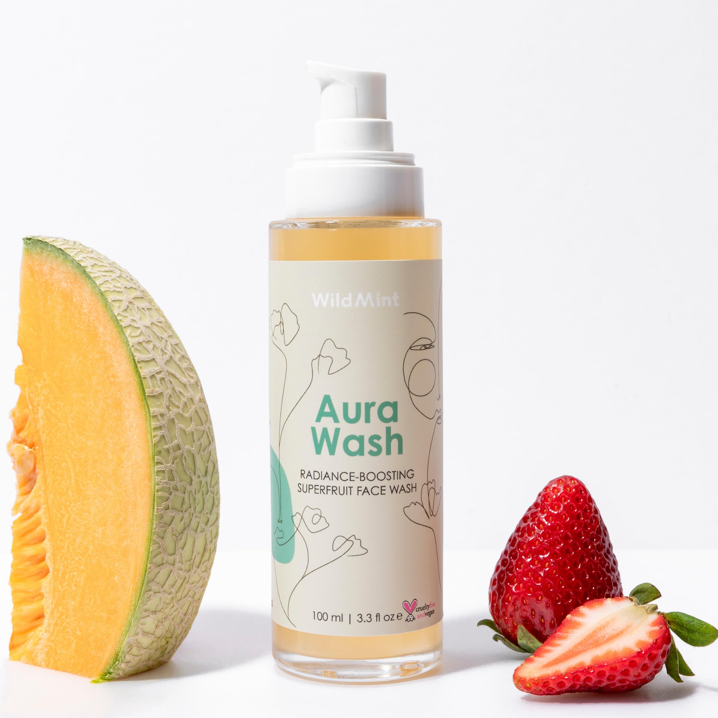 Aura Wash Natural Face Cleanser | Brightening & Healing Gentle Face Wash for Acne, Hormonal Breakouts, Dark Spots, Hyperpigmentation, Oily Skin | UK Made Vegan & Cruelty-Free Skincare | 100ml