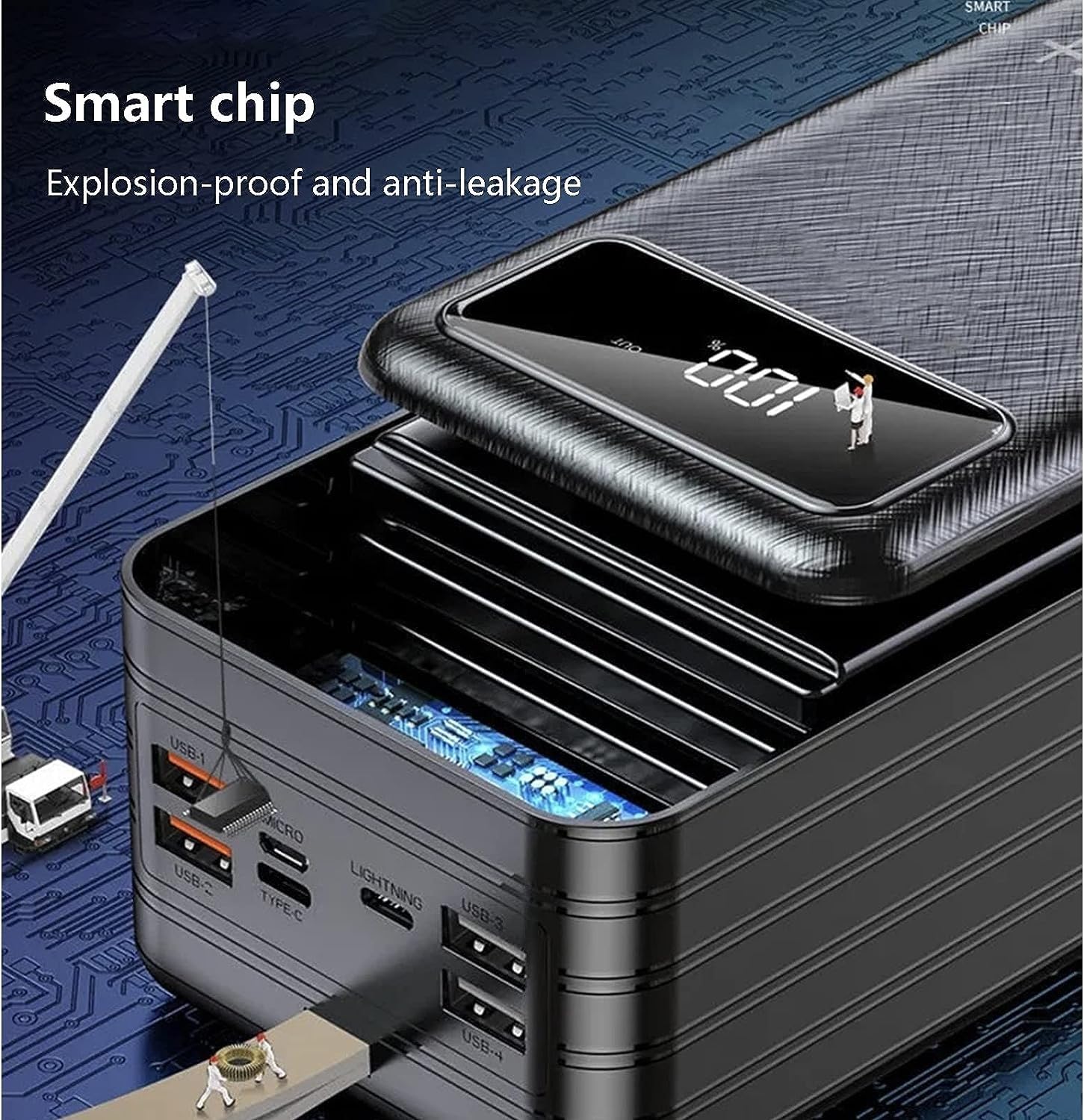 Banco De Energía Cargador Portátil USB 100000Mah Paquete De Batería De Alta Capacidad Con Pantalla Carga Rápida Para Todos Los Teléfonos Móviles Para Teléfonos Inteligentes, Tabletas, Consolas De Jueg