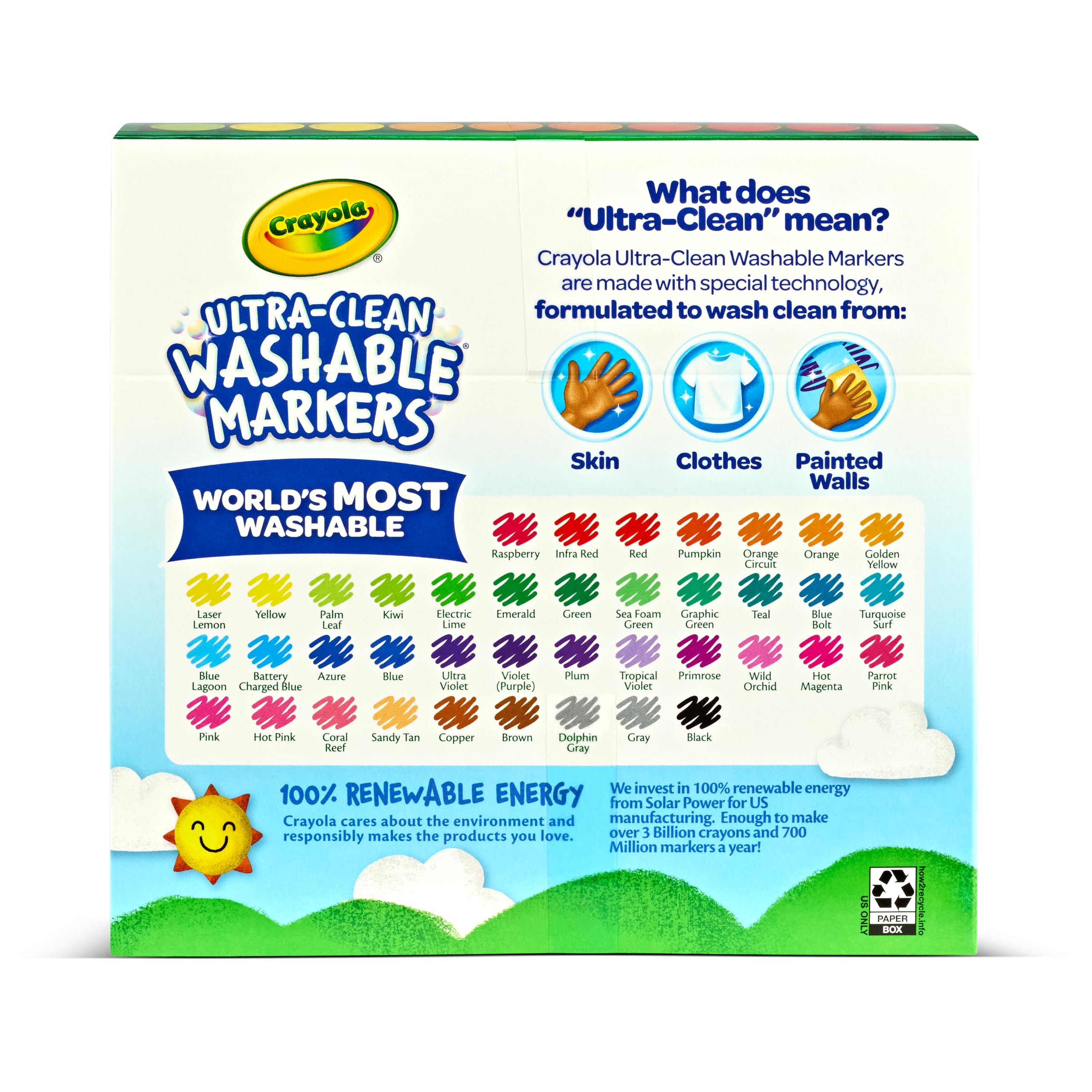 Crayola - Pennarelli ultra puliti, lavabili, 40 colori classici tossici, per bambini e neonati, grande varietà di colori accesi e vivaci, ideali per aule