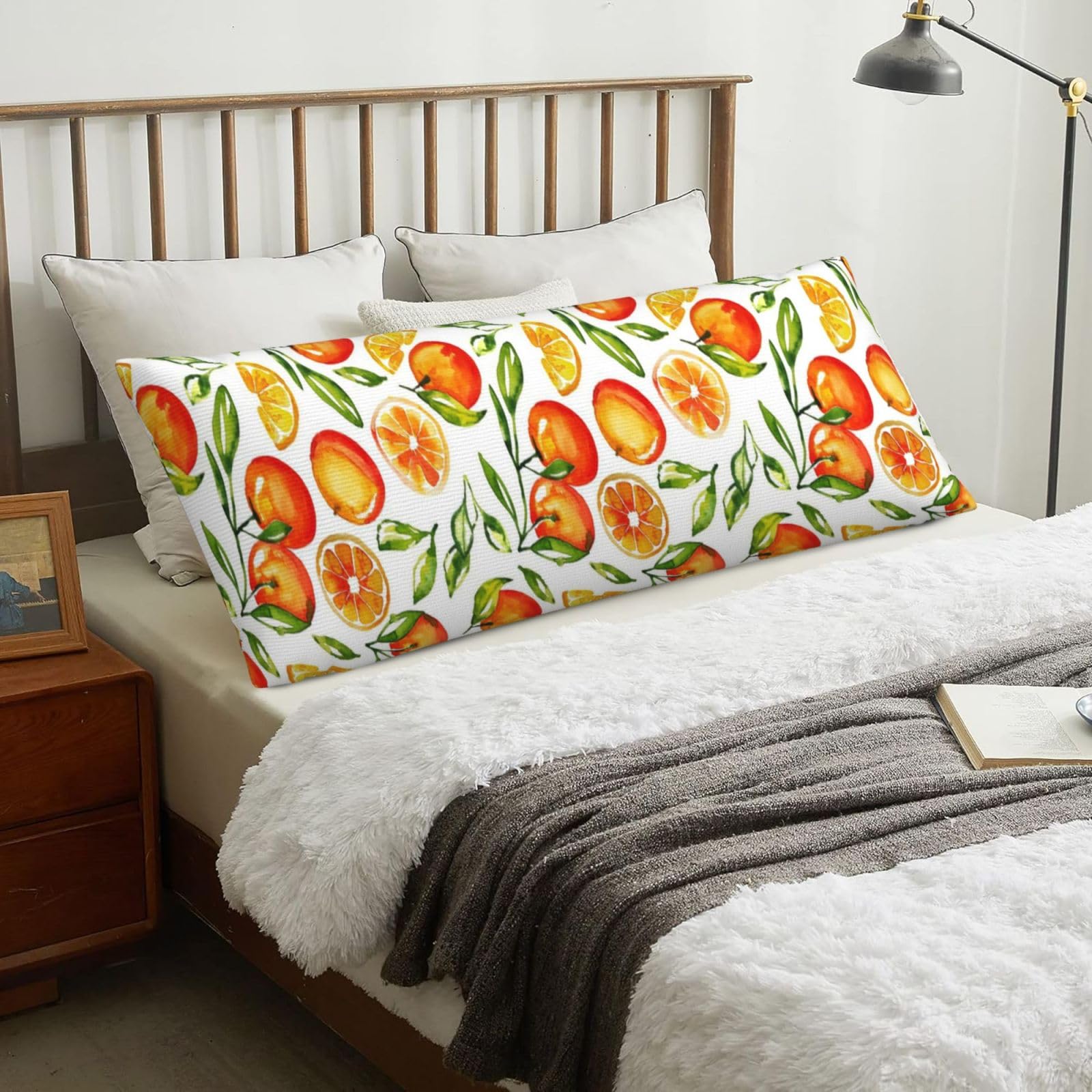 Orange Citrus, Body Pillow Cover with Zipper,Long Body Pillowcase 20 x 60 in