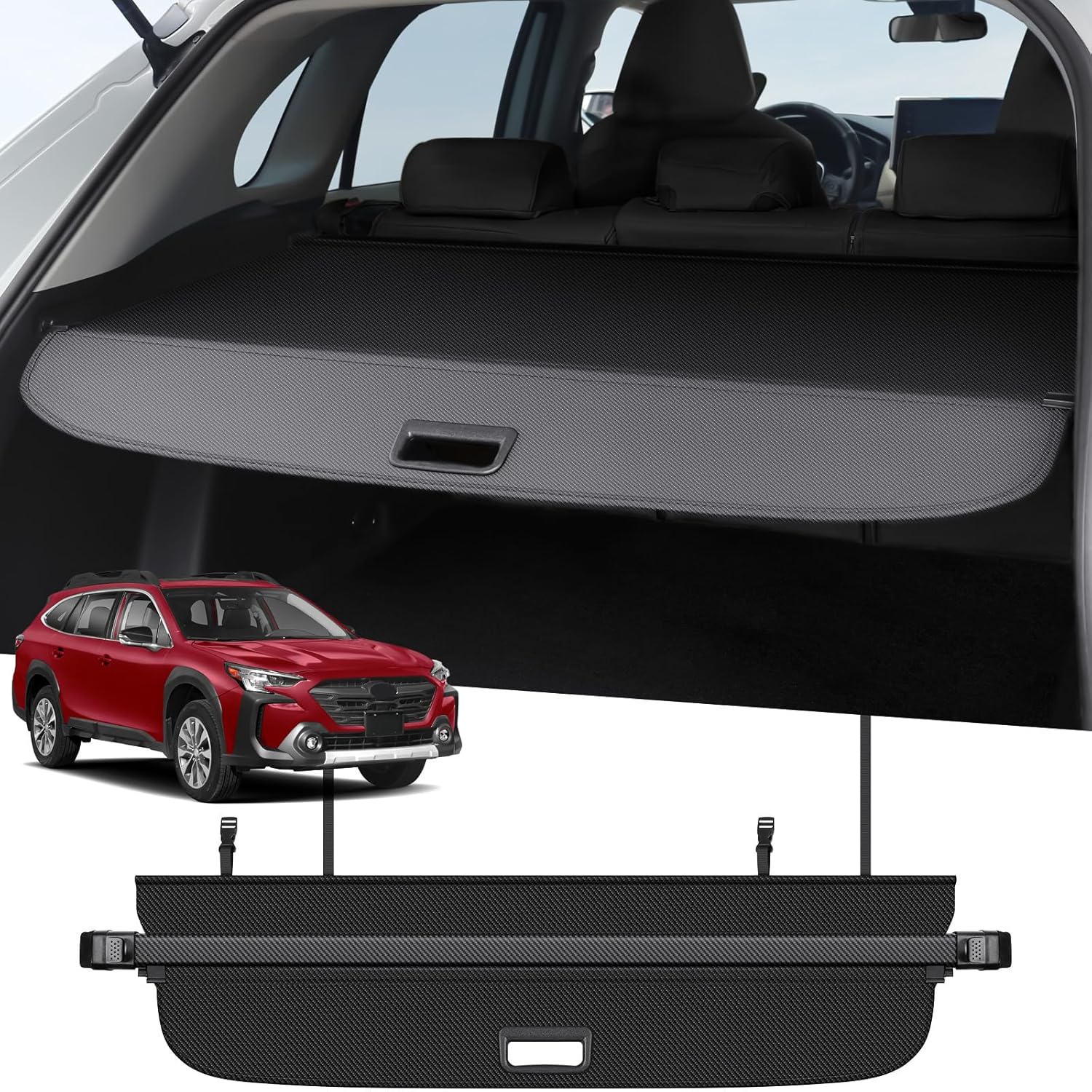 ZZEQYG Cargo Cover for 2021 2022 2023 2024 2025 Subaru Outback Accessories Retractable Cargo Cover Trunk Cover All Weather Shielding Shade Cargo Luggage Cover (Carbon Fiber)