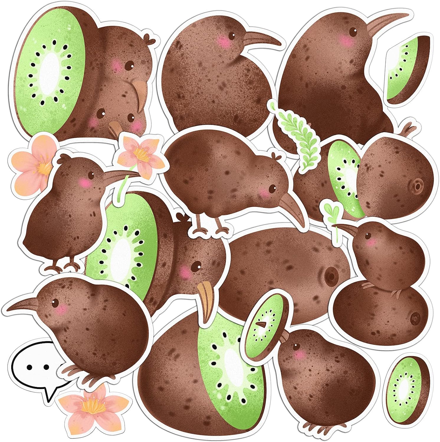 Vinyl Stickers Pack 18 PCS for Laptop for Skateboard Set Tropical for Bicycle Kiwi Fruit for Planner for Notebook Cup for Luggage Kiwi Birds Exotic Waterproof for Water Bottles Decals image 2