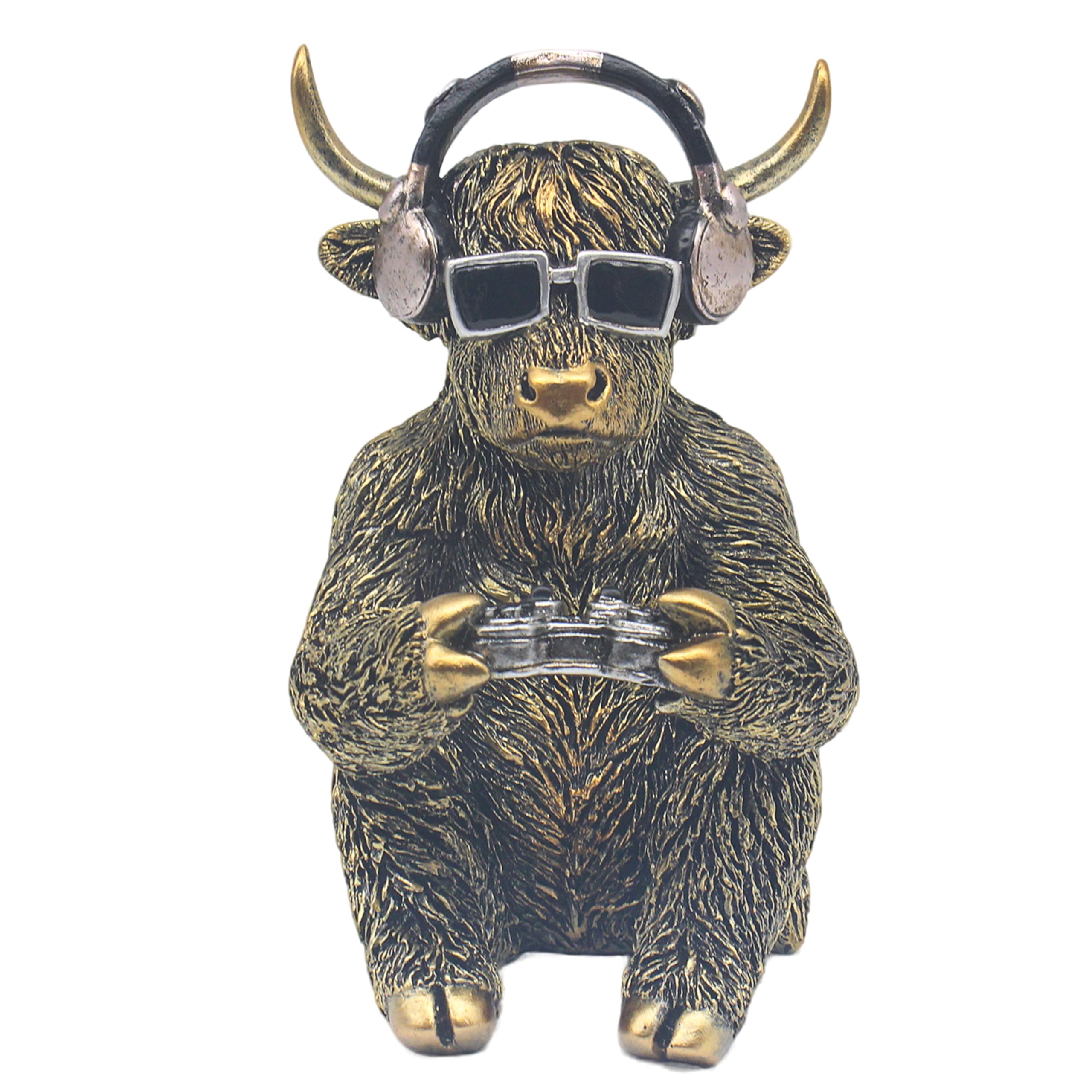 Figurine Resin Ornament Highland Cow Animal Gamer Rustic Shelf Decor Display