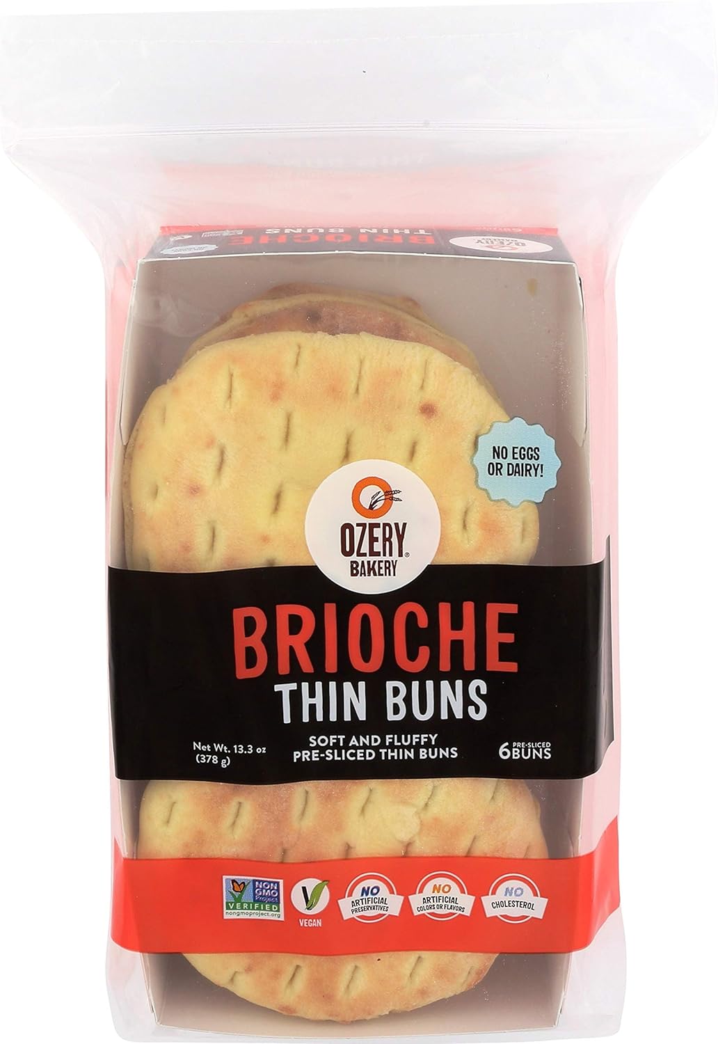 Ozery Bakery Brioche Thin Buns, 6-Count Bag, 6-Pack
