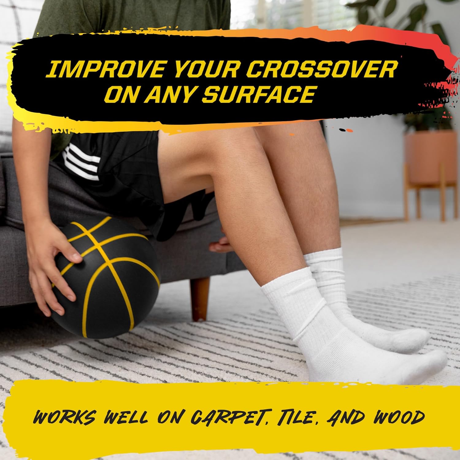 SKLZ Bashhhketball Pro Silent Basketball – Official Size 7 Foam Basketball, 29.5” Indoor Training Ball with Real Bounce, Quiet Dribbling, Durable Construction, and Real Grip Channels - Image 3