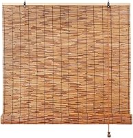 KaulaTrinx Retro Bamboo Roll Up Blinds 36-79" Waterproof Outdoor Patio Shades with Lift Cord - Natural Privacy Roman Shades for Windows Doors