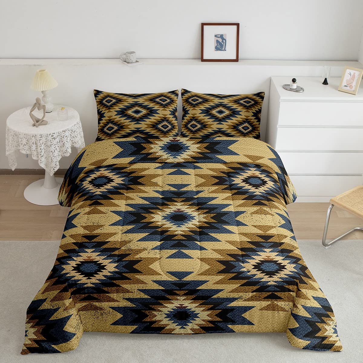 Set di biancheria da letto per bambini con motivo geometrico, motivo nativo americano del sud-ovest
