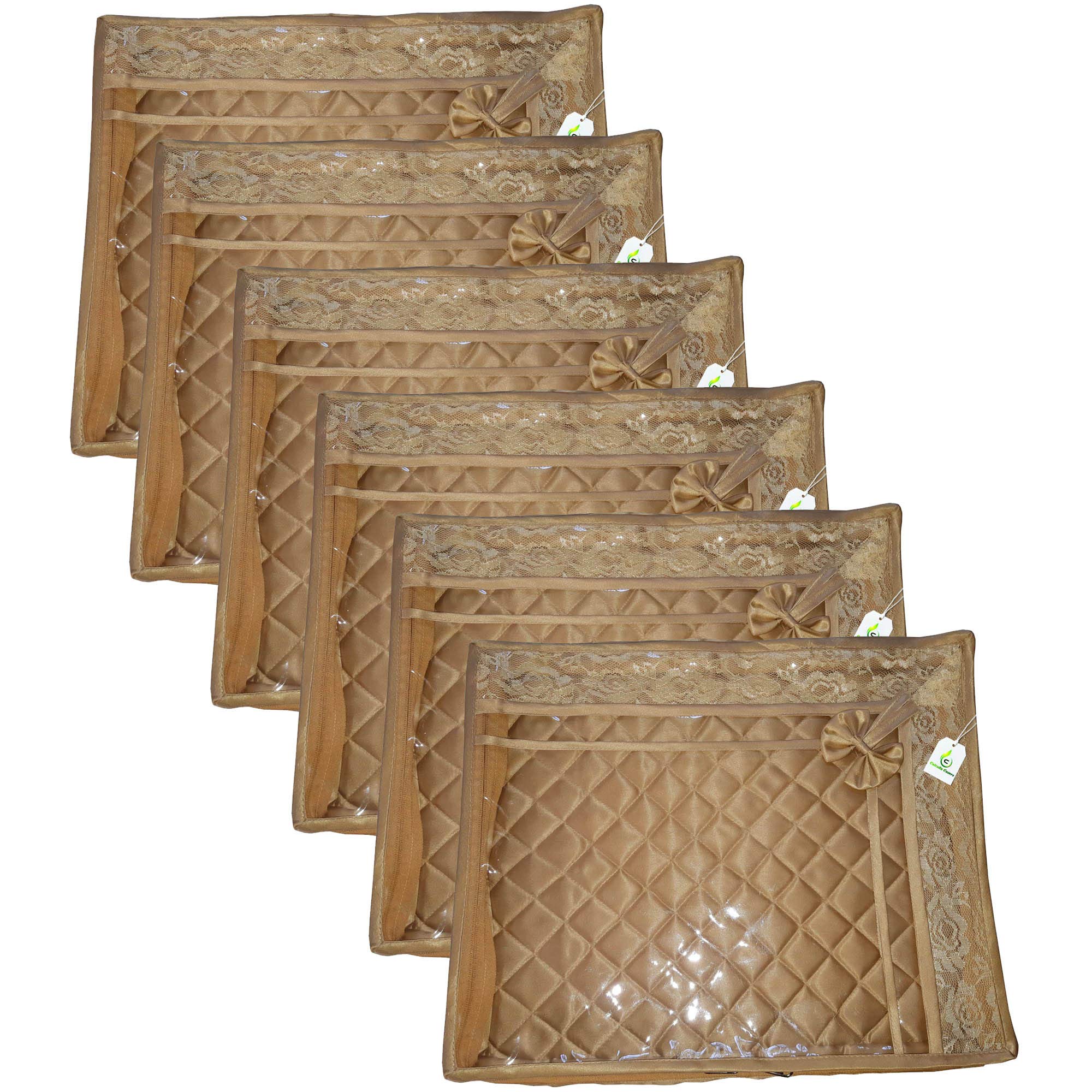 Calcutta Covers 3 Layered Quilted Satin Saree Cover Blouse Cover for Women with zip Golden Combo Offer Pack of 6 (B084ZVBB7X) Amazon Price History, Amazon Price Tracker
