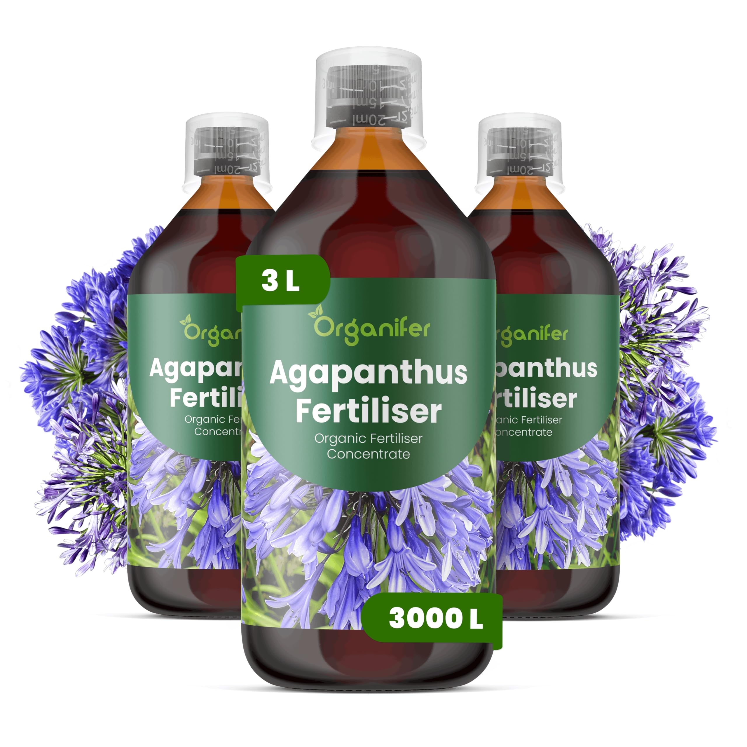 Agapanthus Płynny Nawóz - 3x1L - NPK 2-1-8 | Nawóz Płynny Do Obfitych Kwiatów I Zdrowych Liści - Wzmacnia Korzenie I Odporność - Organifer
