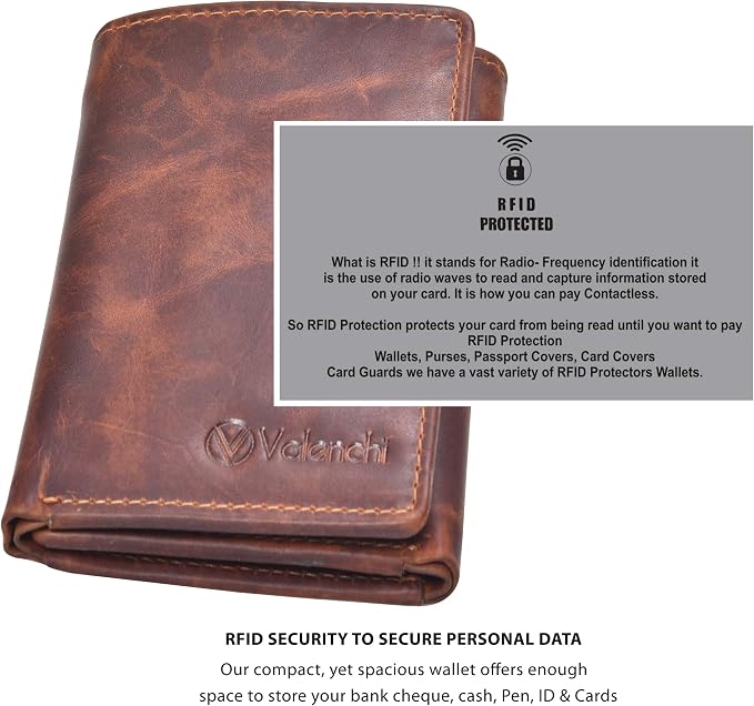 Valenchi Genuine Leather RFID Wallet – Men's & Women's Wallet With Card Slots, Note & Coin Pockets - View #4