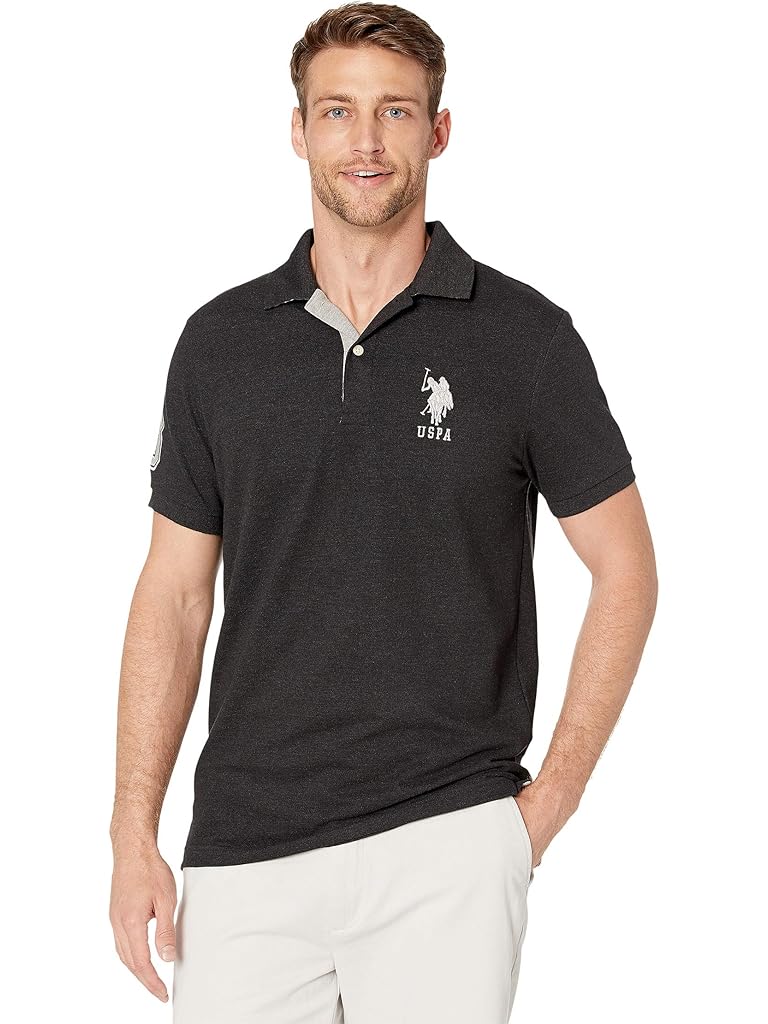 U.S. POLO ASSN. Slim Fit Big Horse Polo with Stripe Collar