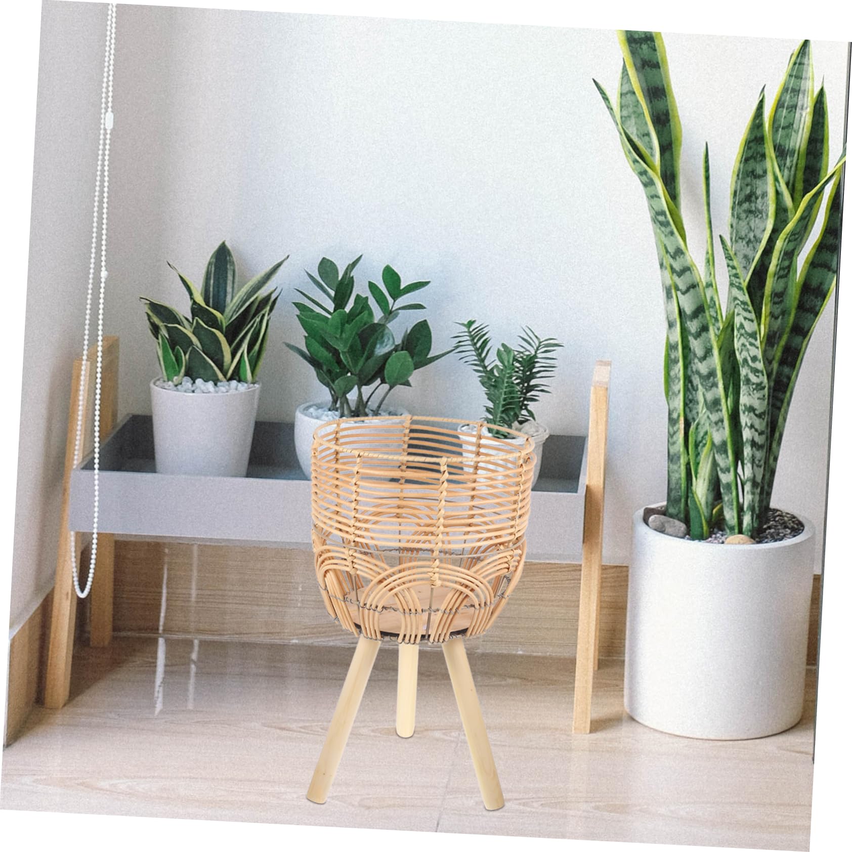 BESTonZON Pot De Fleurs Bambou Panier De Rangement Support De Jardinière pour Maison Pot De Fleurs Bambou Tressé
