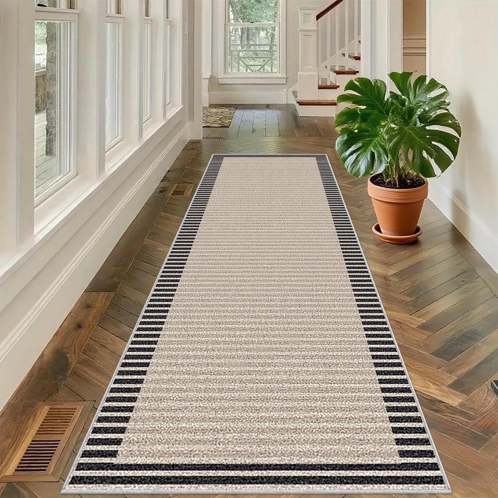 Tehocwiz Carpet Runners for Hallways, Non Slip Kitchen Runner 80 x 380 cm Long Corridor Runner Rug, Absorbent Narrow Rugs, Machine Washable Hallway Hall Runner for Kitchen, Entryway, Laundry