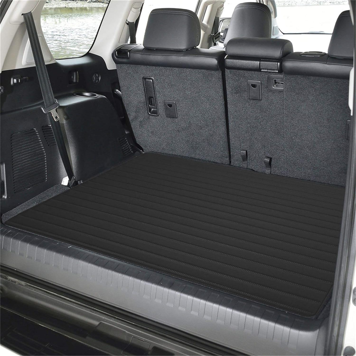 FH Group F16500BLACK-36 Deluxe Heavy Duty Faux Leather Flat Stripe Multi-Purpose Black Automotive Cargo Liner fits most Cars, SUVs, and Trucks, 36 inches