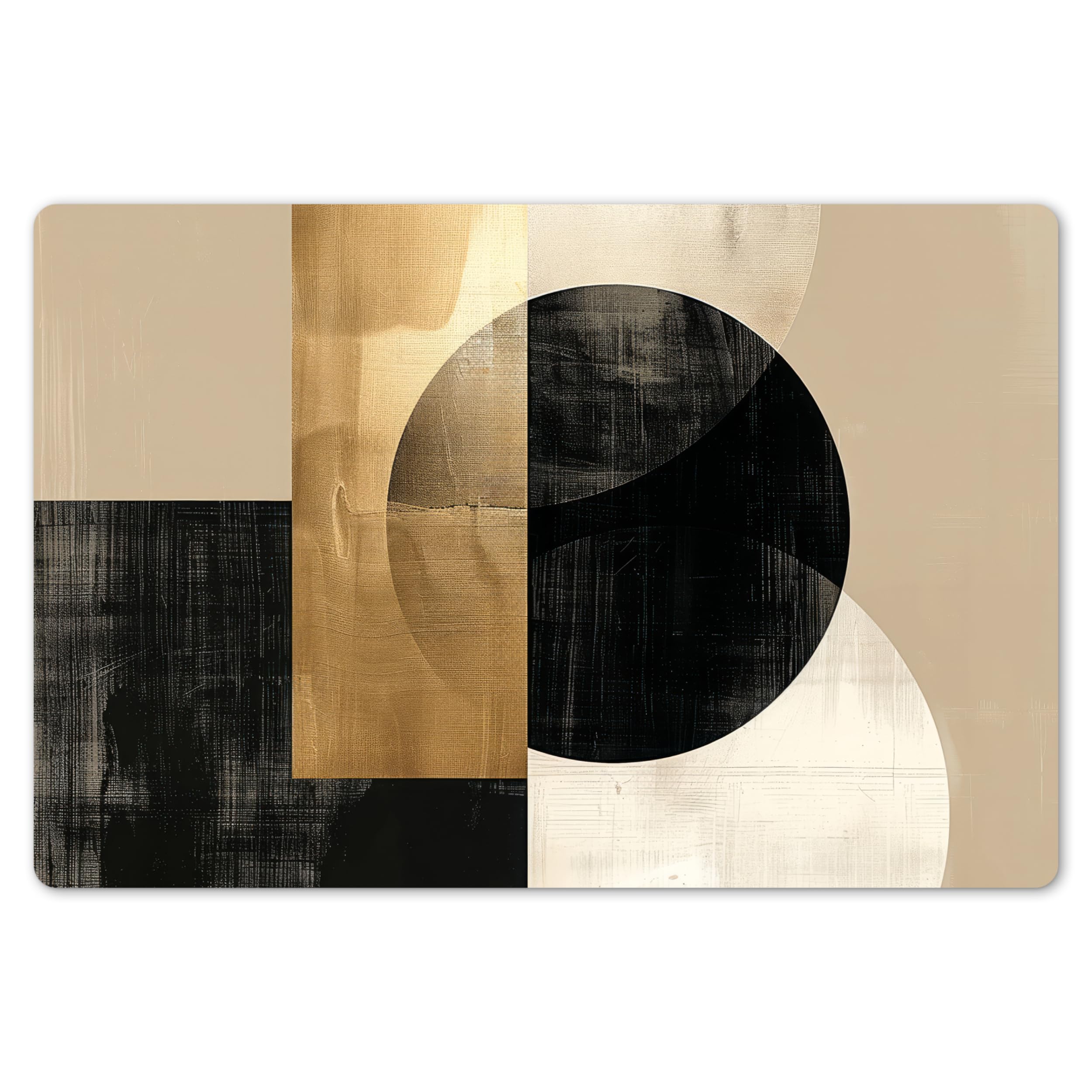 KitchenYeah© Place Mats For Table 18"x12" / 45x30 cm Dinning Placemats 6 Set Large Placemat Plastic Vinyl Wipeable Wipe Clean Non Stick Abstract - Modern - Black - Gold