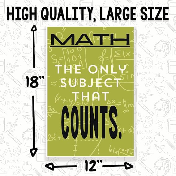 Math The Only Subject That Counts Math Classroom Poster - Funny Punny Math Class Poster - 12 x 18 Inch - Classroom Decor - Classroom Must Haves - Back To School Decor - CPS0421