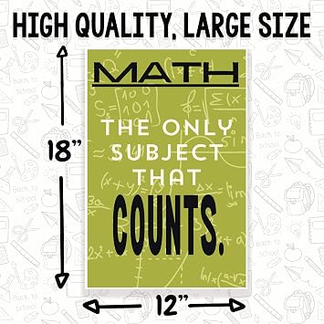 Math The Only Subject That Counts Math Classroom Poster - Funny Punny Math Class Poster - 12 x 18 Inch - Classroom Decor - Classroom Must Haves - Back To School Decor - CPS0421