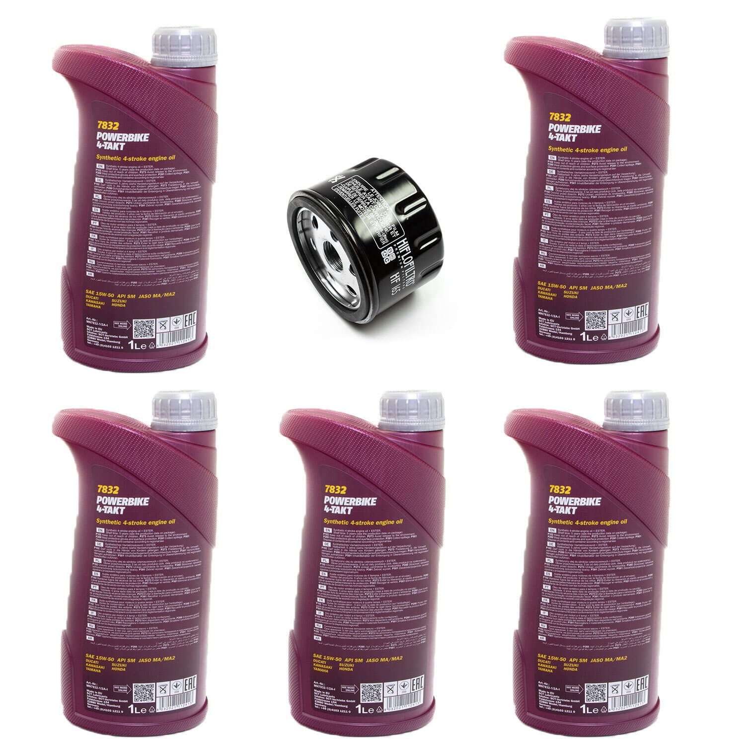Motoröl Set 15W50 5 Liter + Ölfilter HF165 für BM W