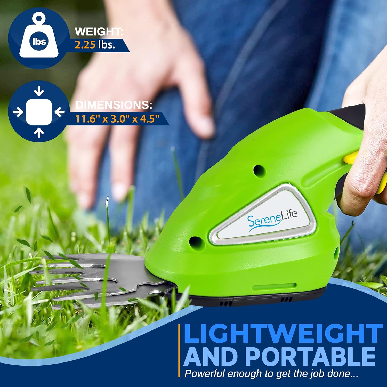 review SereneLife Battery Grass Cutter, Grass Clippers Cordless, Trimmer Cutter, Handheld Trimmer, Grass Shear Electric, Perfect For Leaves & Debris, Rechargeable Battery, Charge Time 4 Hrs, 3.6V (PSLHTM20)