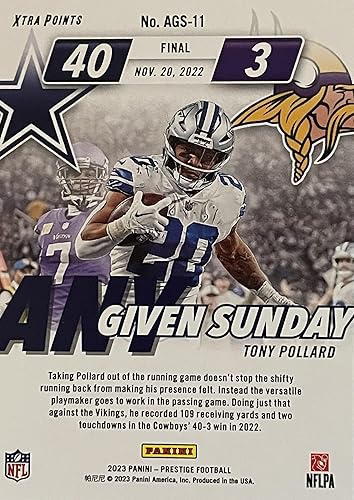 Miniatura 2 de NEW 2023 Panini Prestige TONY POLLARD Football Card - ANY GIVEN SUNDAY XTRA Points PARALLEL - Dallas Cowboys