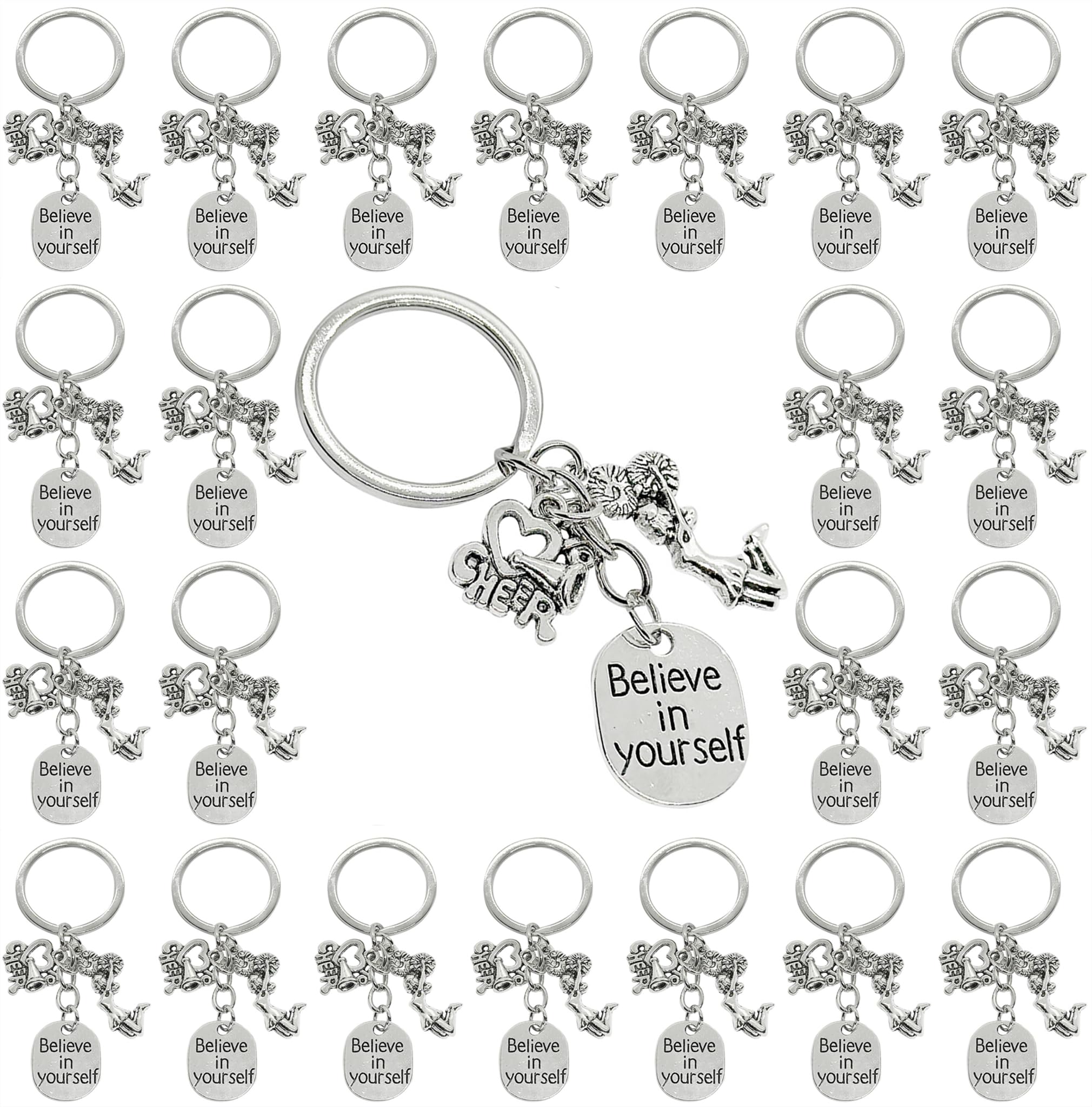 PHAETON20PCS Cheer Keychains Cheerleading Gifts Cheerleader Coaches Gift Cheer Stuff Gifts Cheer Team Gift Cheer Jewelry for Girls Cheerleading Charm