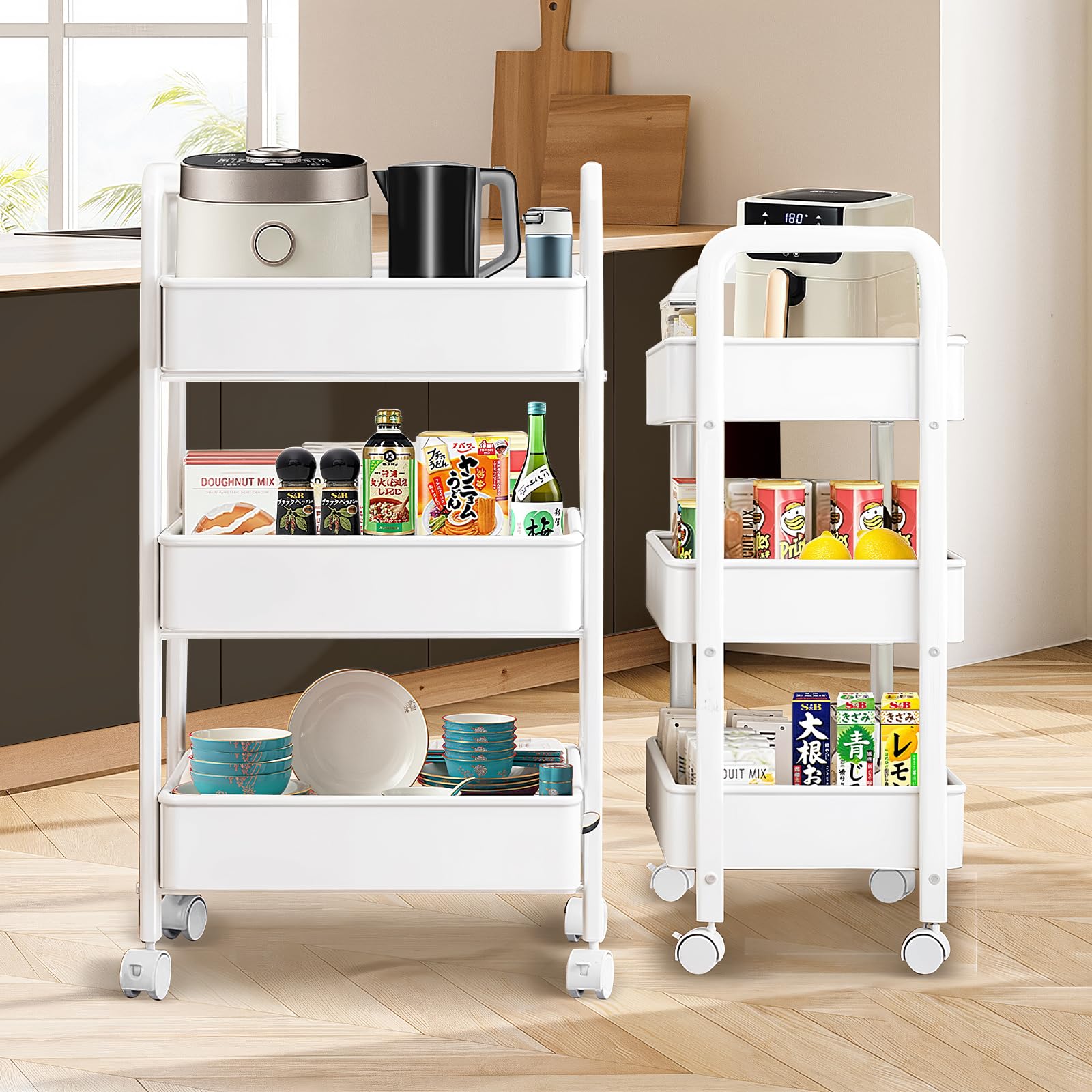 Amazon.co.jp: キッチンラック キッチンワゴン キャスター付き