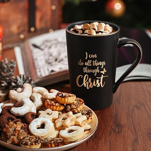 Miniatura 4 de YHRJWN Regalos cristianos para mujeres y hombres, taza con texto en inglés "I Can Do All Things Through Christ", regalos religiosos, taza