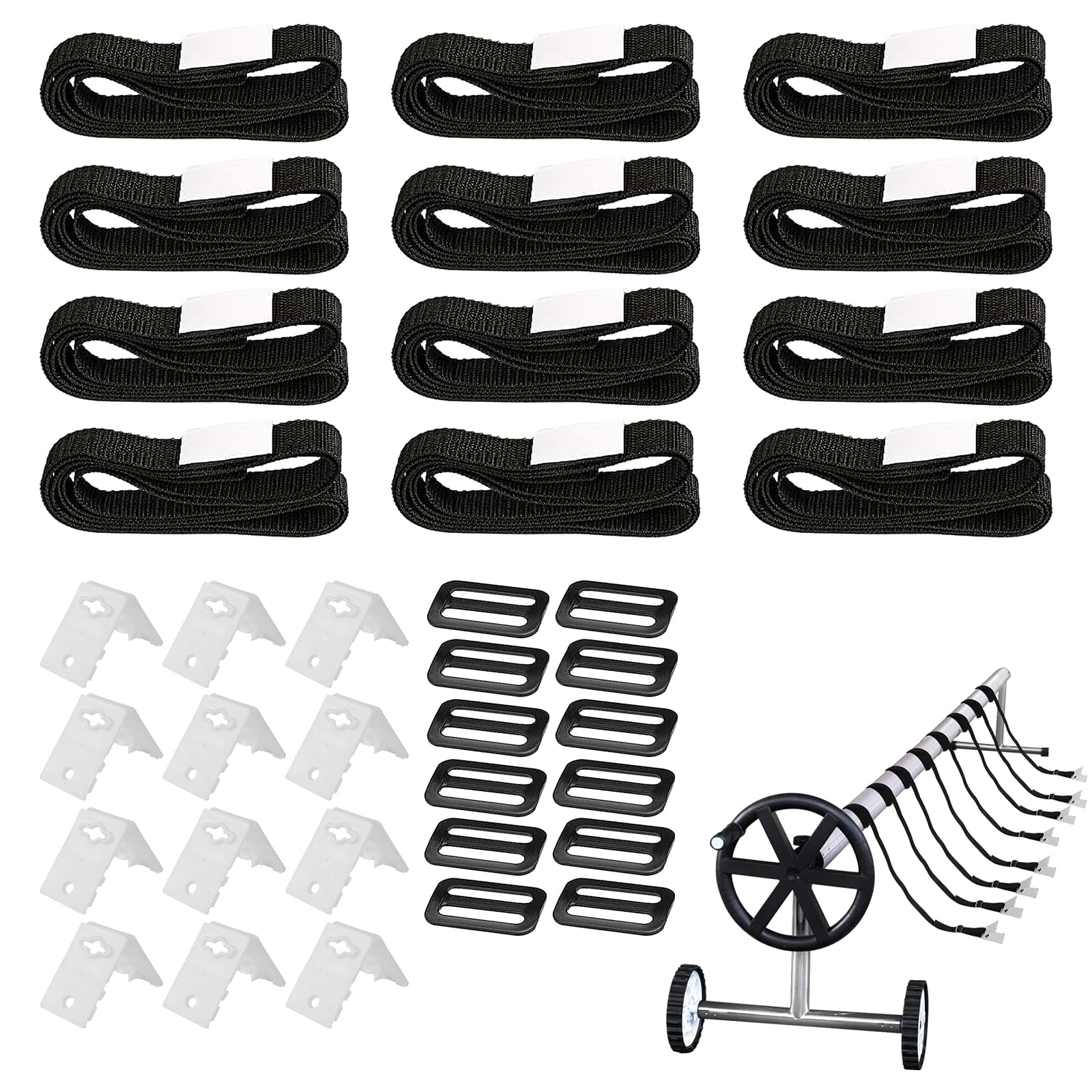 BORDEAG 12 Piezas Kit De Fijación De Cubierta Solar para Piscina, Enrolladores De Piscina para Película Solar, Enrolladores Cobertor De Piscina, Accesorios Fijos Universales para Piscinas Universales
