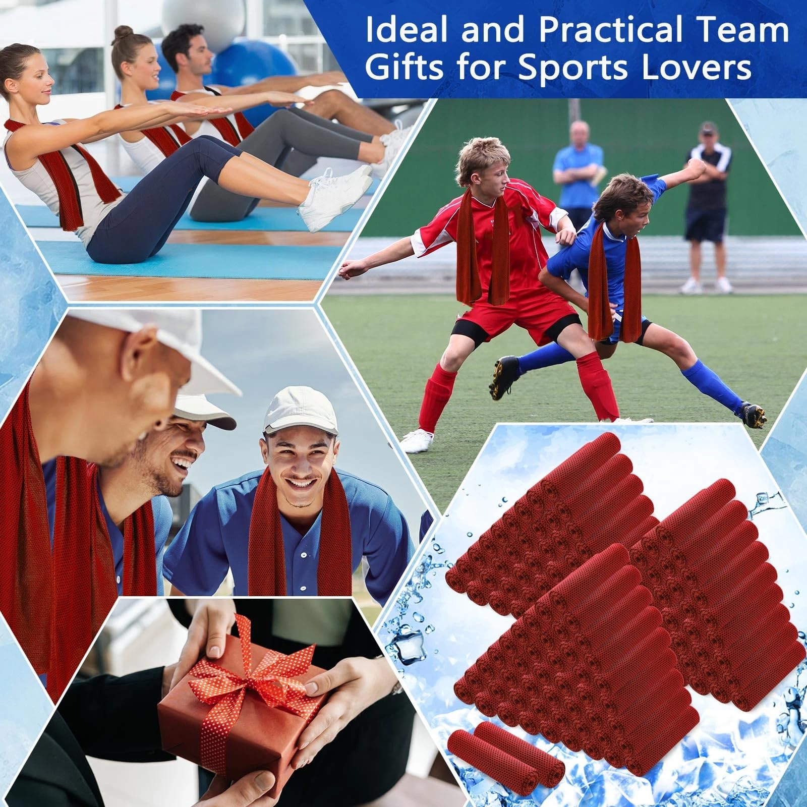 Confezione da 150 Asciugamani rinfrescanti, Grandi, Traspiranti, da 40 x 12 Pollici, Ideali per Lo Sport, con Stampa a Sublimazione, in Microfibra, Perfetti per allenamenti in Pale