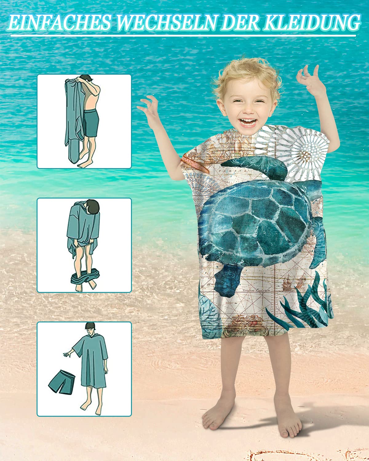 Barcellona Asciugamano Con Cappuccio FC Barcelona Bambini - Poncho Spiaggia Piscina 120x60 Cm Poncho Bambino - Foto 2